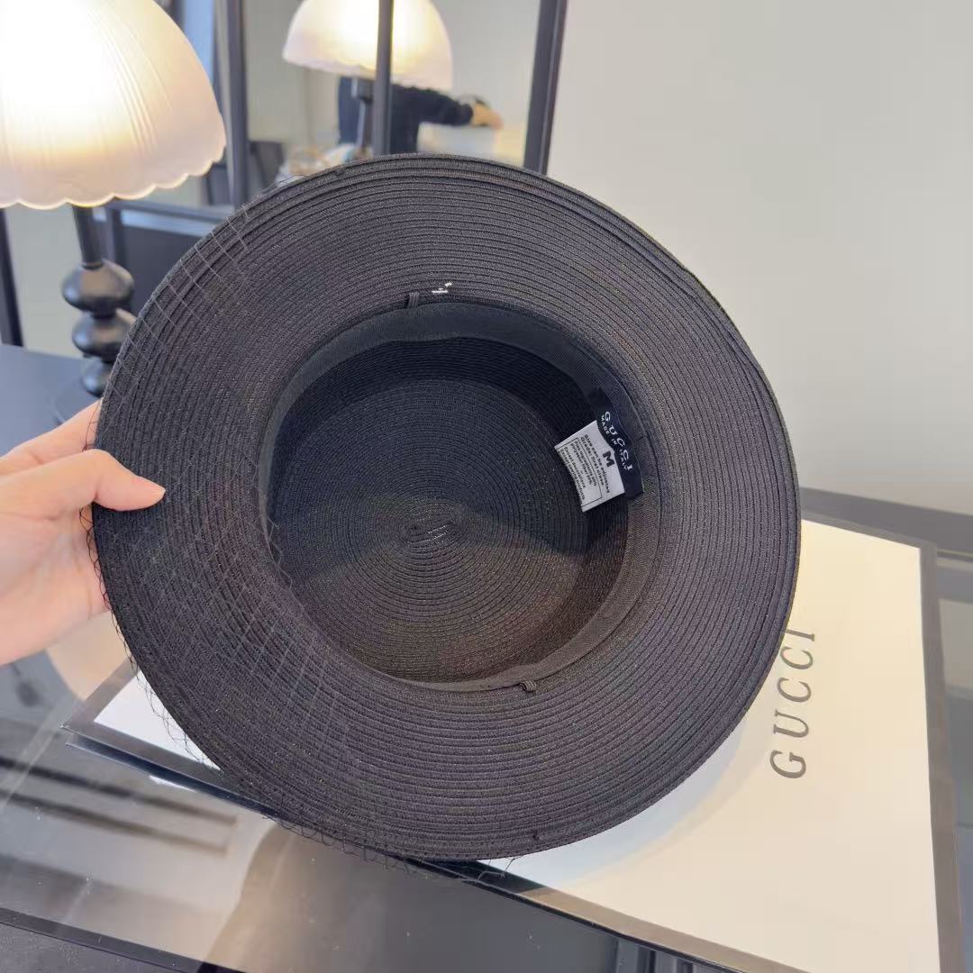 GUCCI ストロー・フラットトップハット【50％割引+送料無料】