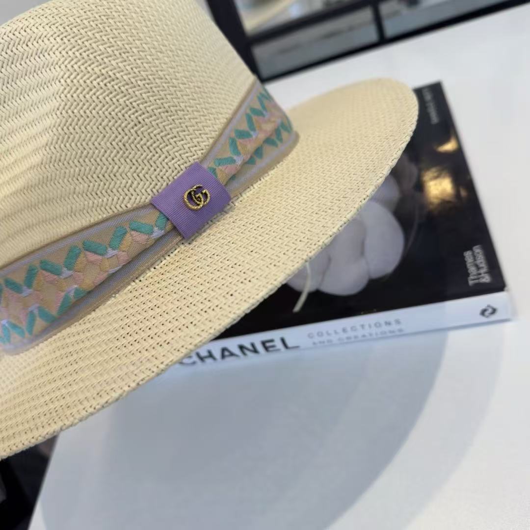 GUCCI ウェブトリム ストローハット【50％割引+送料無料】