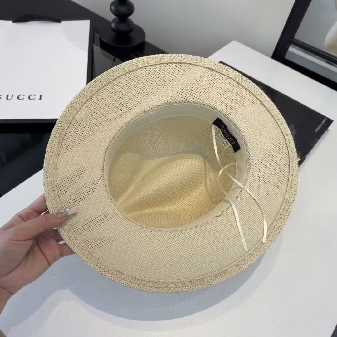GUCCI ウェブトリム ストローハット【50％割引+送料無料】