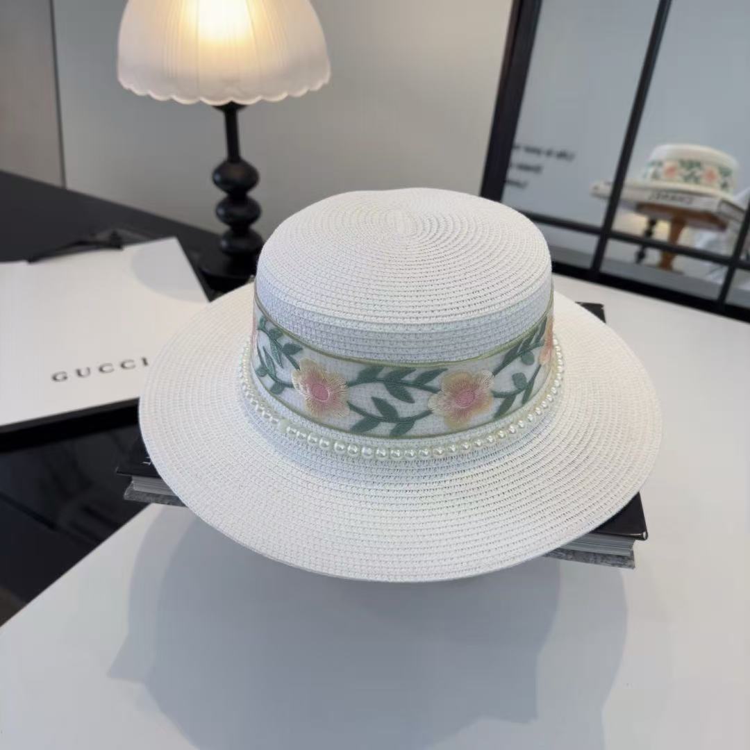 GUCCI パールプリント・フラットトップハット【50％割引+送料無料】