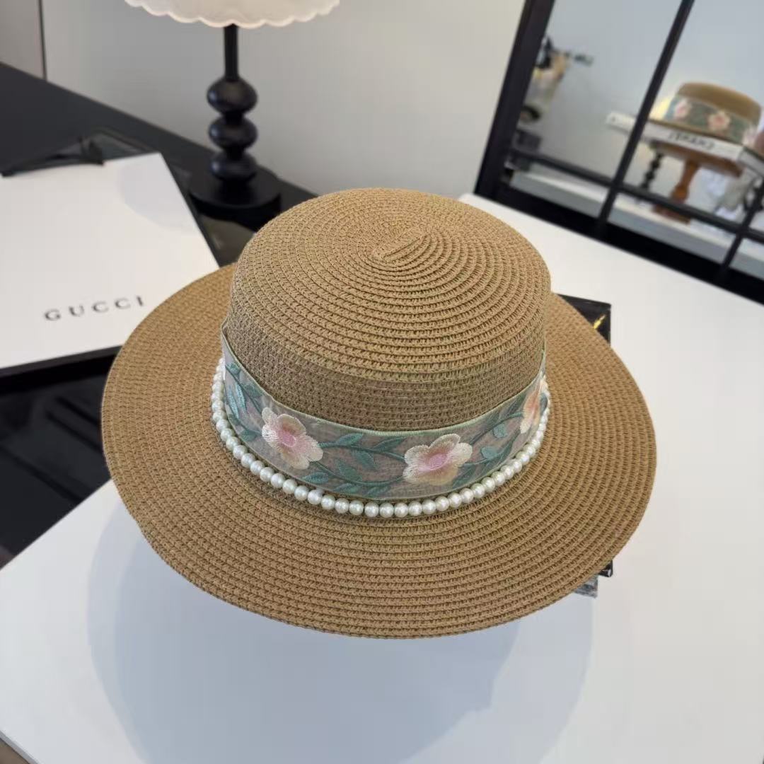 GUCCI パールプリント・フラットトップハット【50％割引+送料無料】