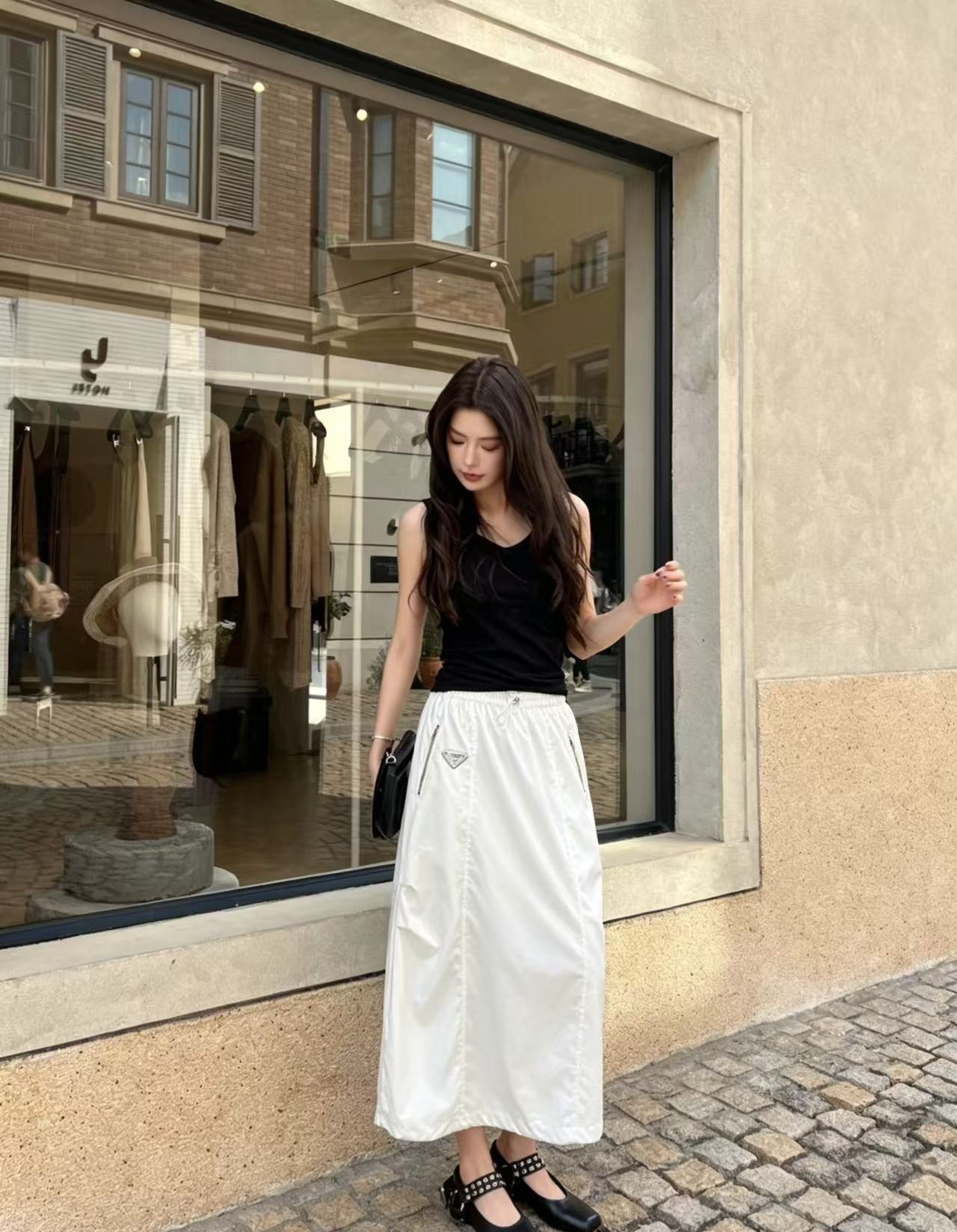 PR4DA トライアングルロゴ入りゴムウエストスカート【50％割引+送料無料】