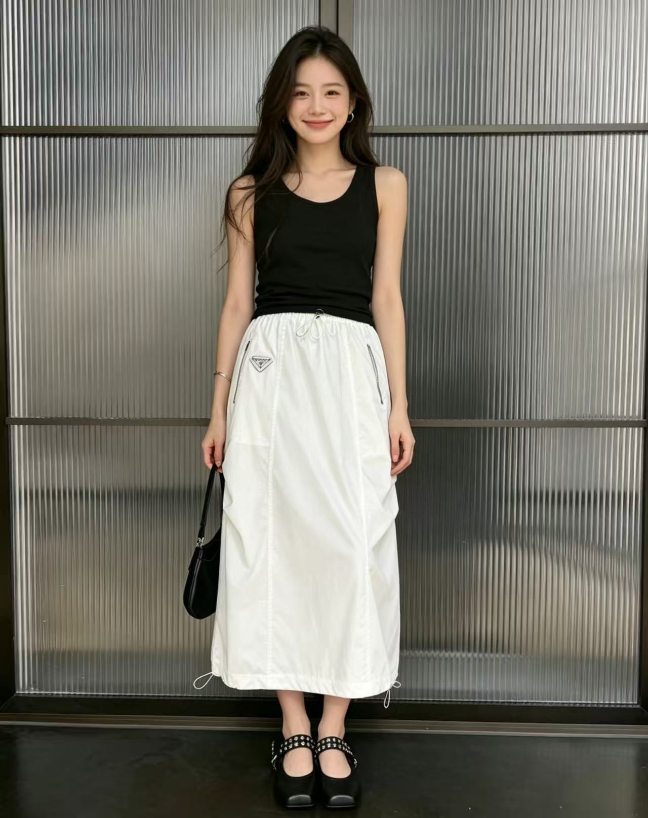 PR4DA トライアングルロゴ入りゴムウエストスカート【50％割引+送料無料】