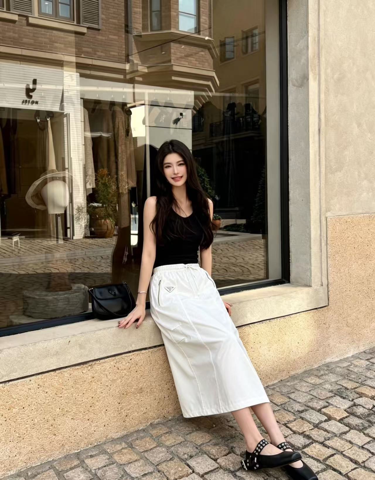 PR4DA トライアングルロゴ入りゴムウエストスカート【50％割引+送料無料】