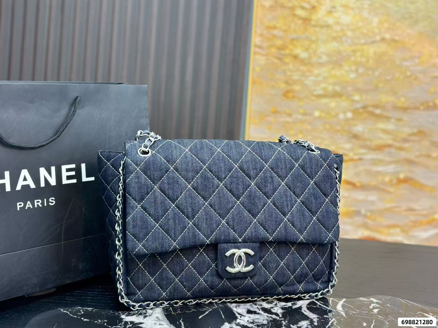 CHANE1 チェーンチェック柄デニムショルダーバッグ【 50％割引+送料無料】