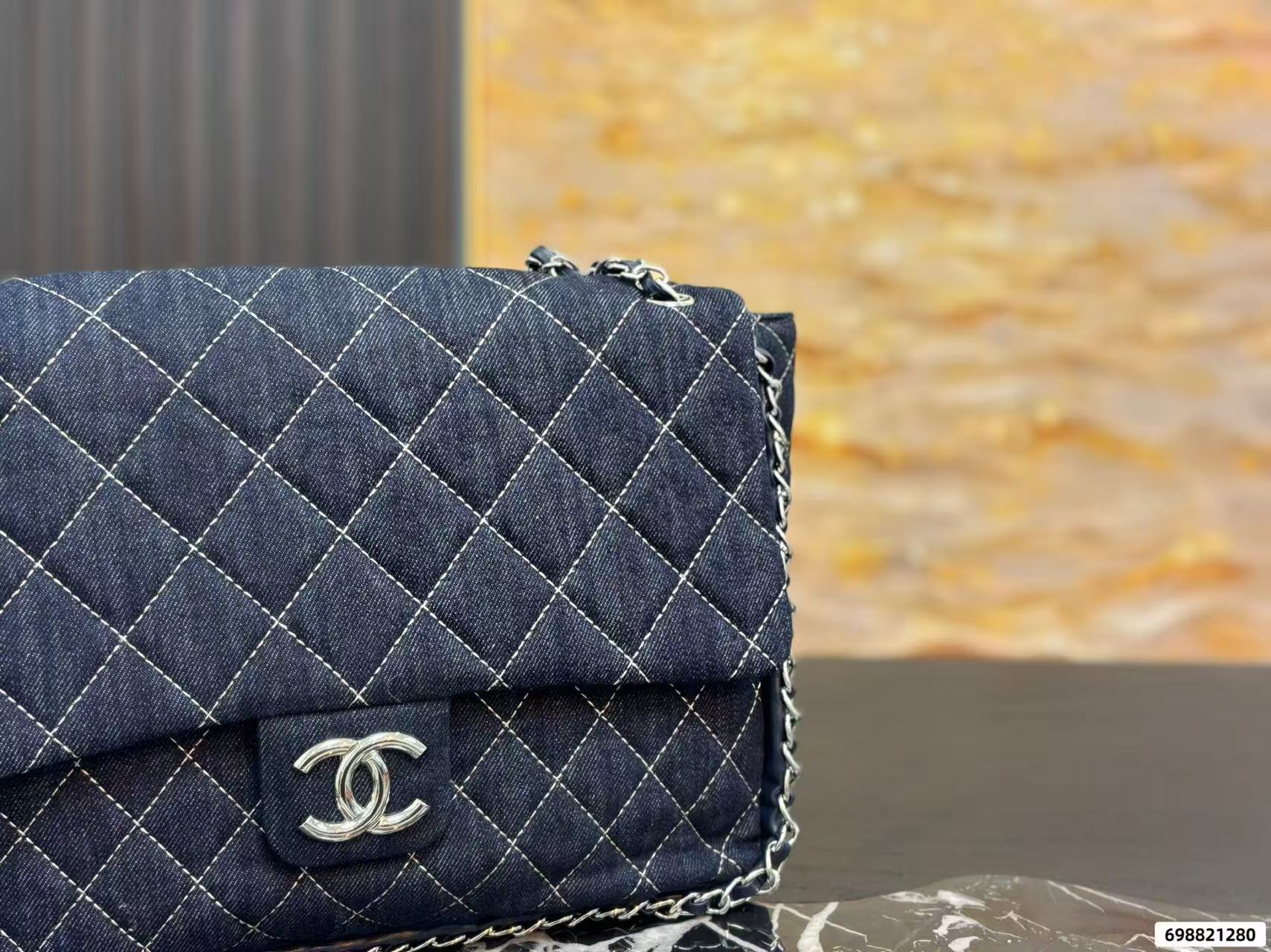 CHANE1 チェーンチェック柄デニムショルダーバッグ【 50％割引+送料無料】