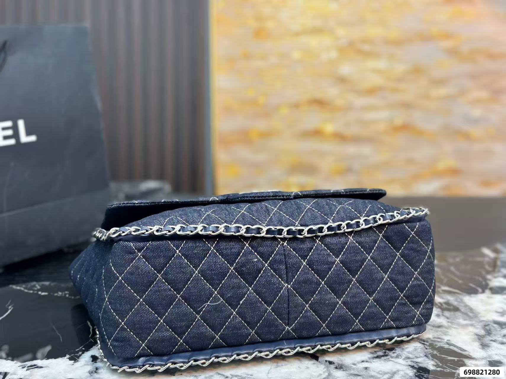 CHANE1 チェーンチェック柄デニムショルダーバッグ【 50％割引+送料無料】