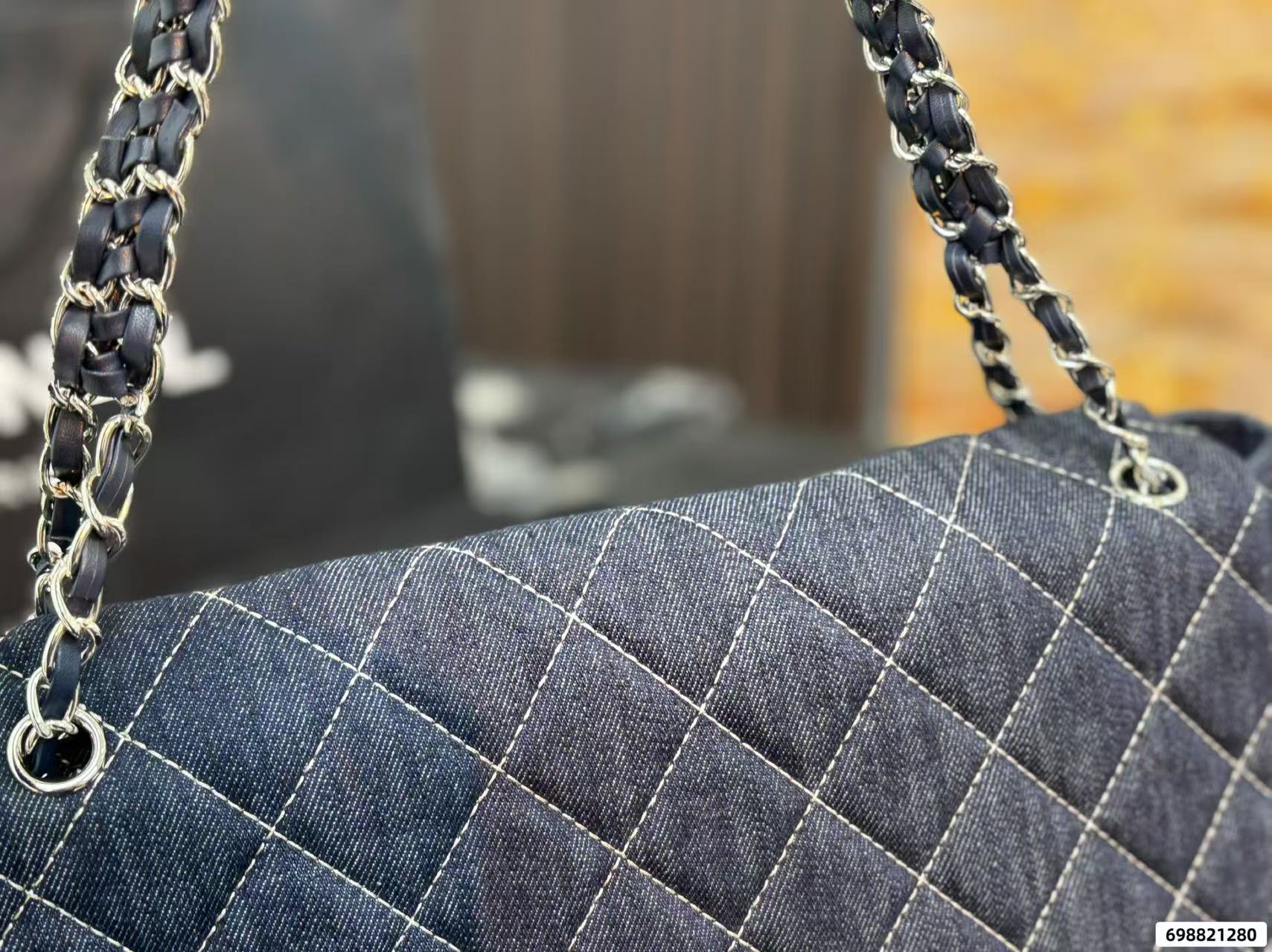 CHANE1 チェーンチェック柄デニムショルダーバッグ【 50％割引+送料無料】