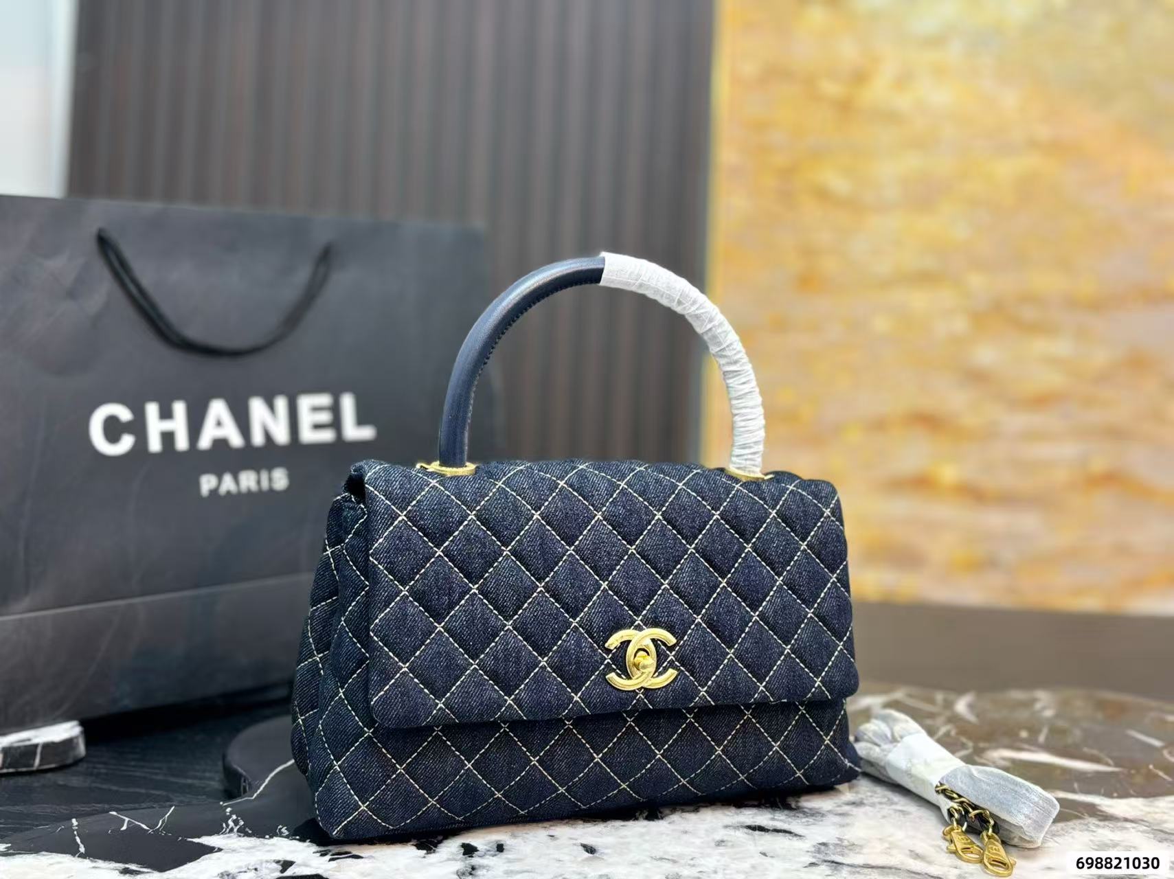 CHANE1 キャンバスデニムチェーンハンドバッグ【 50％割引+送料無料】