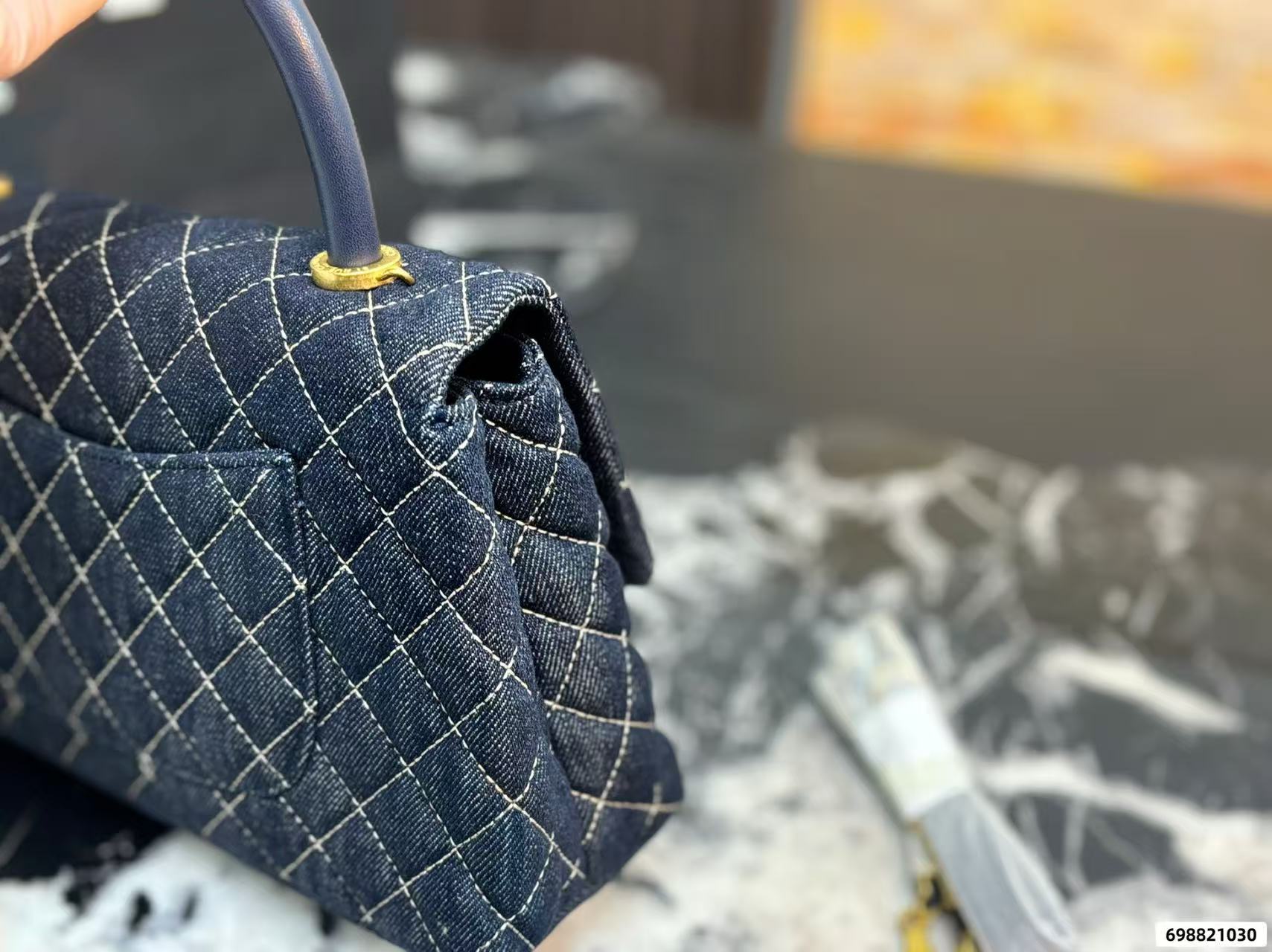 CHANE1 キャンバスデニムチェーンハンドバッグ【 50％割引+送料無料】