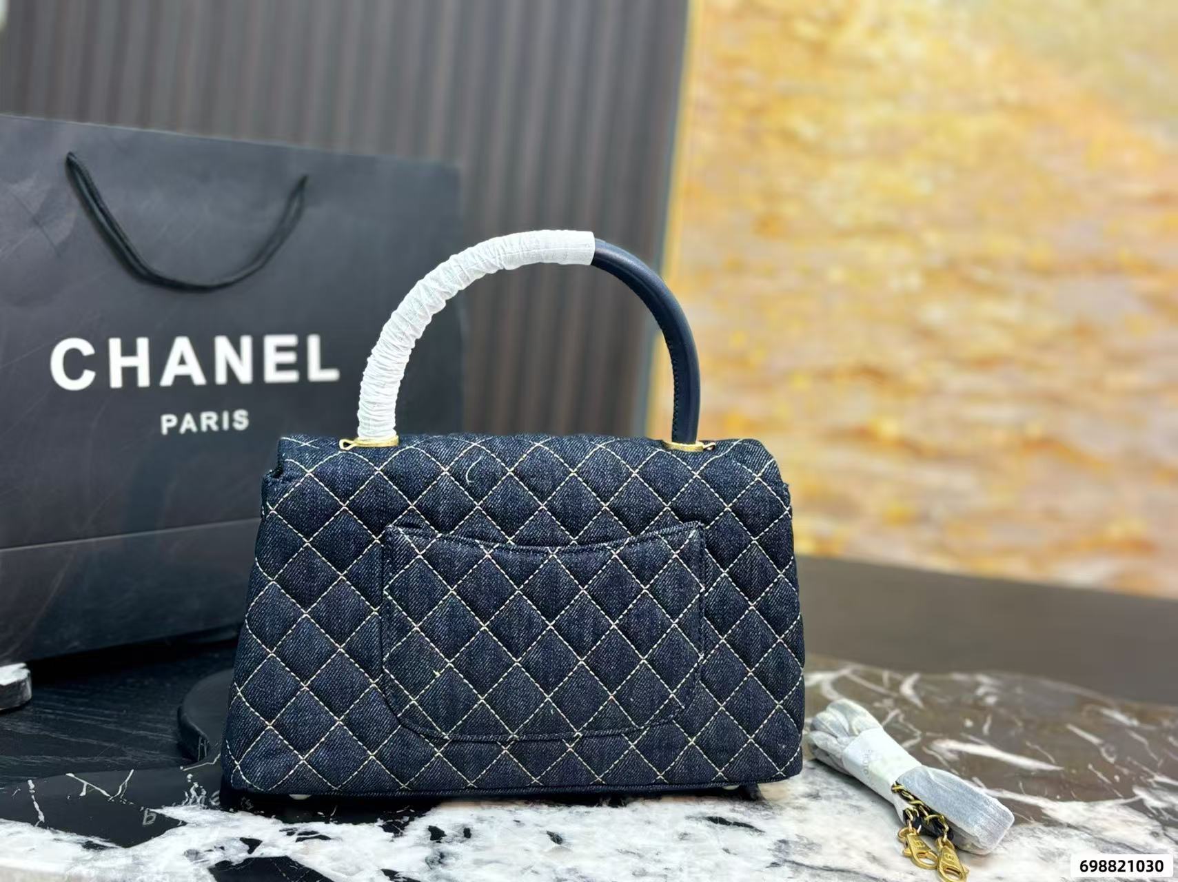 CHANE1 キャンバスデニムチェーンハンドバッグ【 50％割引+送料無料】