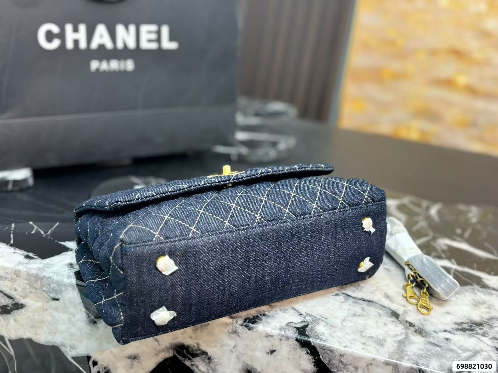 CHANE1 キャンバスデニムチェーンハンドバッグ【 50％割引+送料無料】