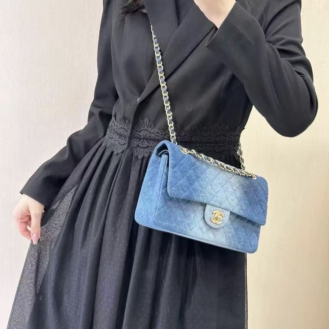 CHANE1 デニムキルティングチェーンバッグ【 50％割引+送料無料】