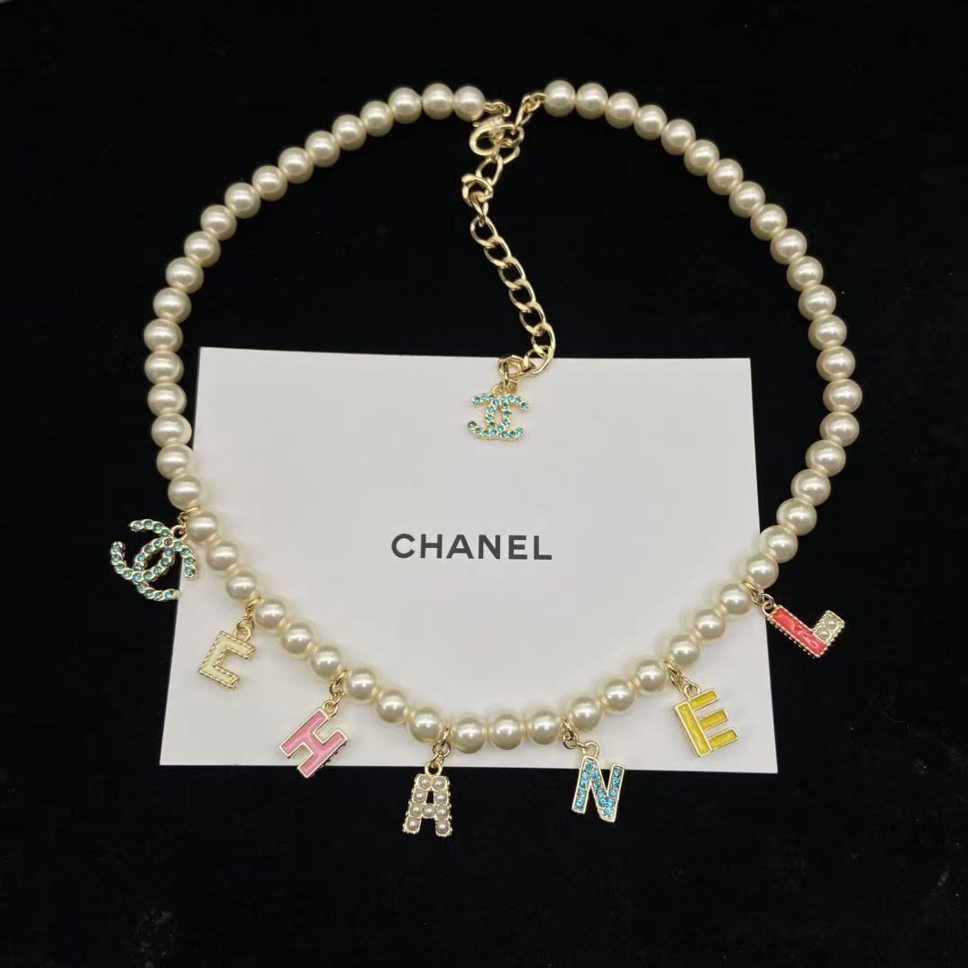 CHANE1 レターパールネックレス【50％割引+送料無料】