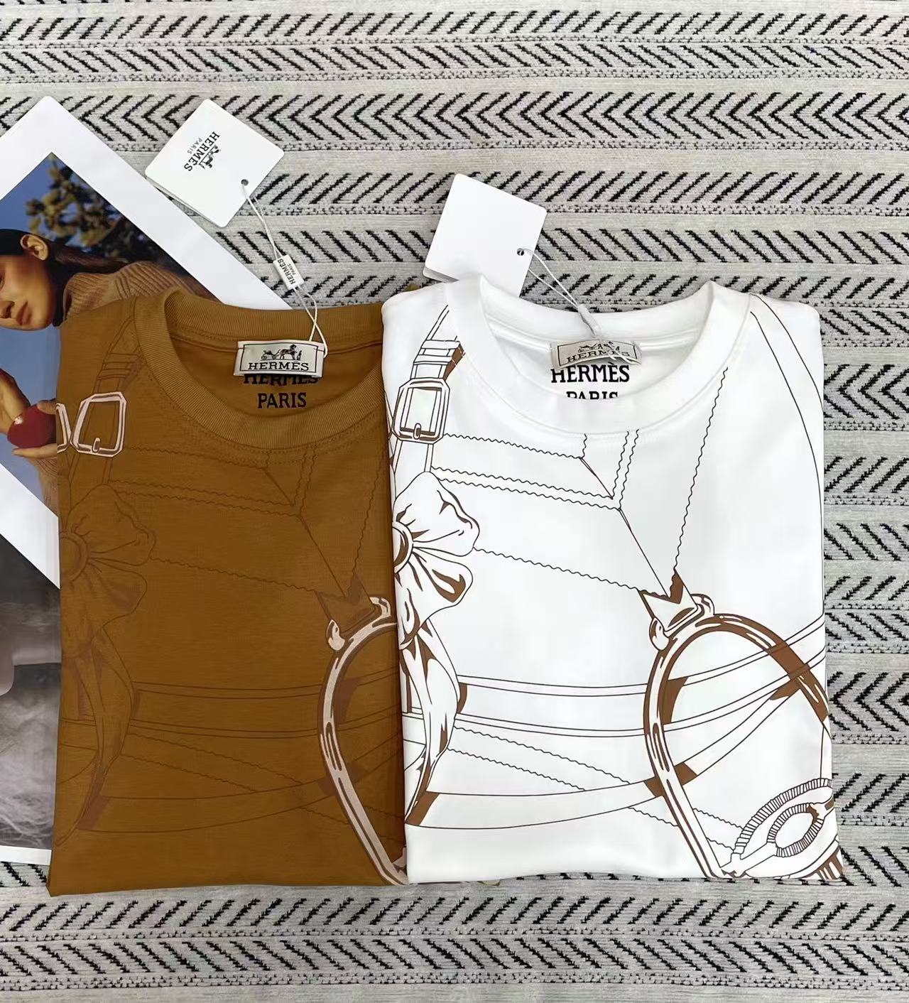 HERME5チェーンプリントTシャツ【50％割引+送料無料】