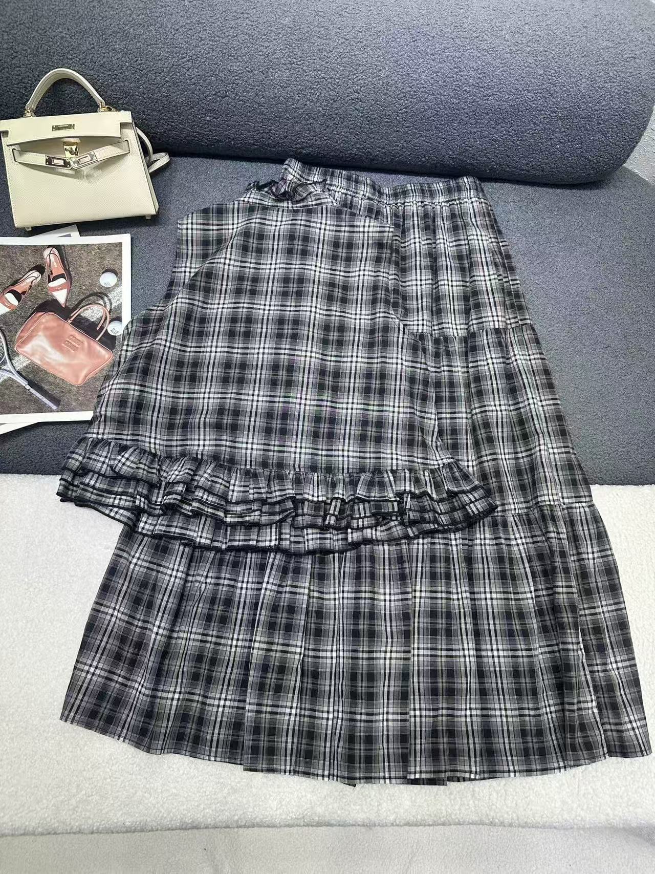 M1UM1U 高品質チェック柄ベスト＆スカート 2点セット【50％割引+送料無料】