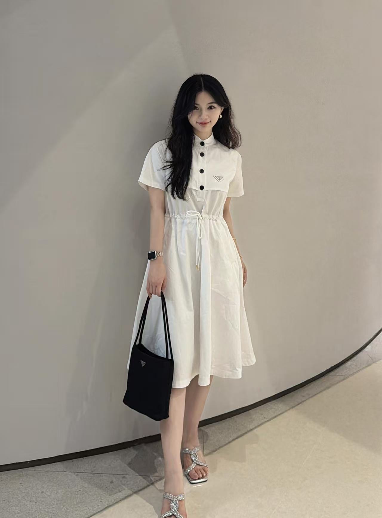 PR4DA 高品質 スタンドカラー 半袖ワンピース【50％割引+送料無料】