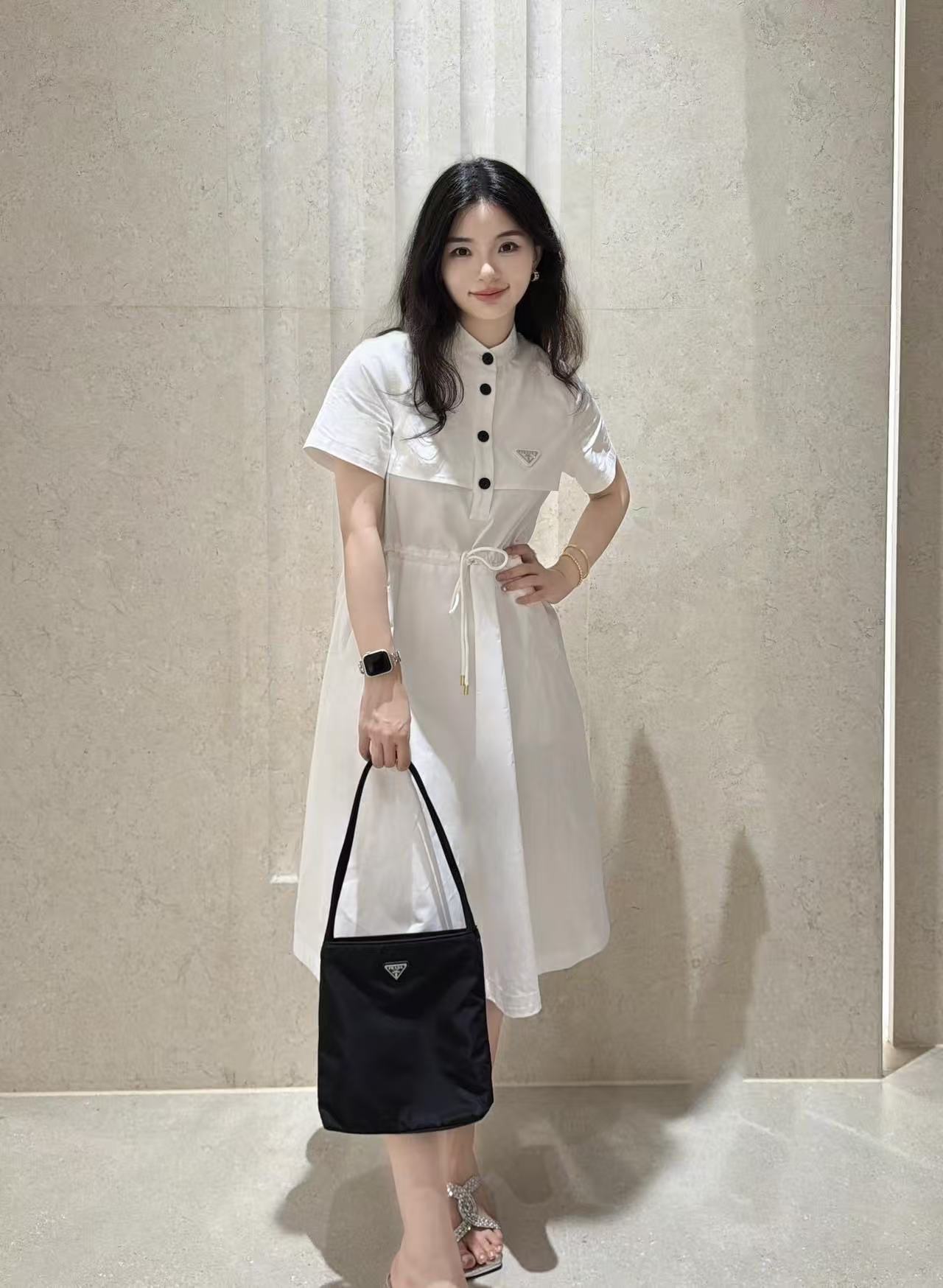 PR4DA 高品質 スタンドカラー 半袖ワンピース【50％割引+送料無料】