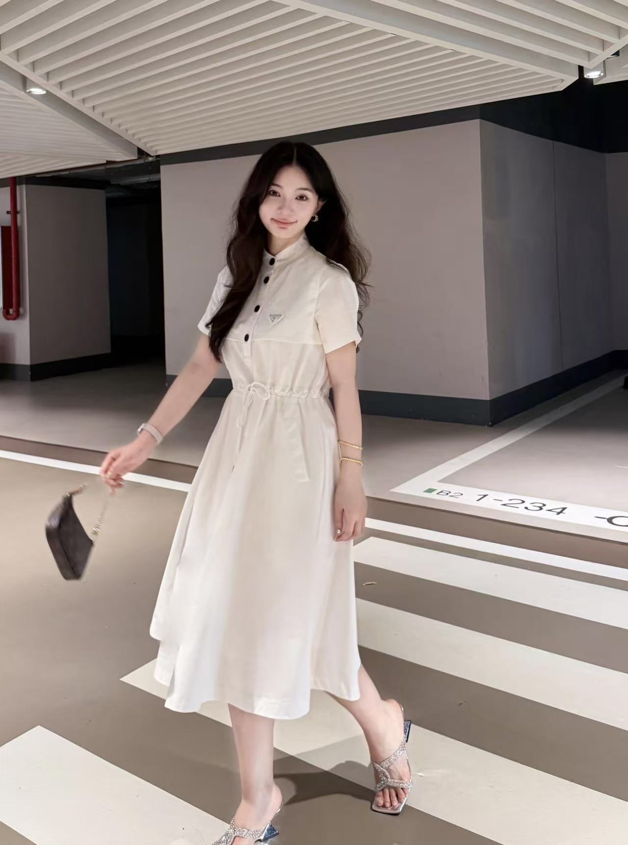 PR4DA 高品質 スタンドカラー 半袖ワンピース【50％割引+送料無料】