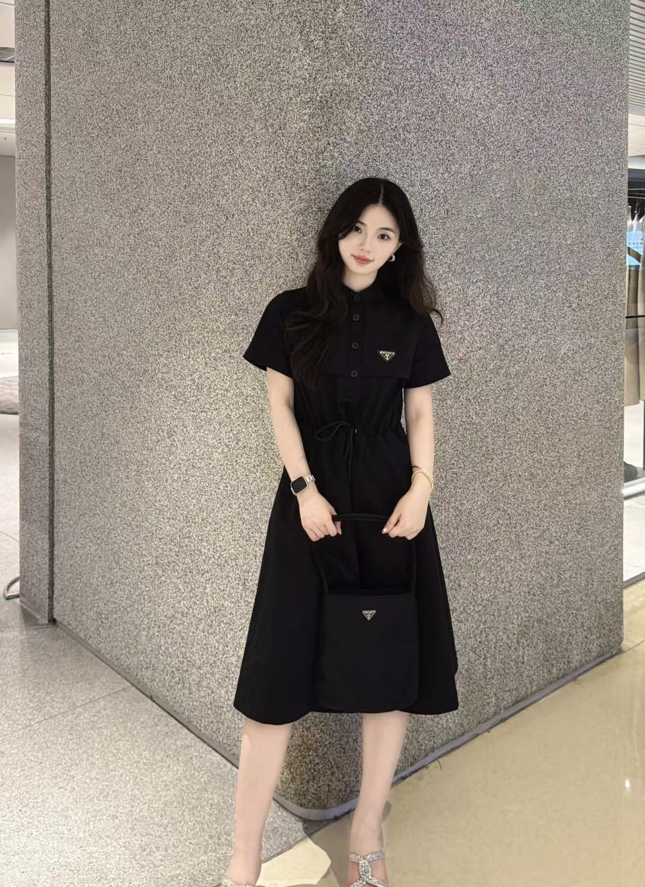 PR4DA 高品質 スタンドカラー 半袖ワンピース【50％割引+送料無料】