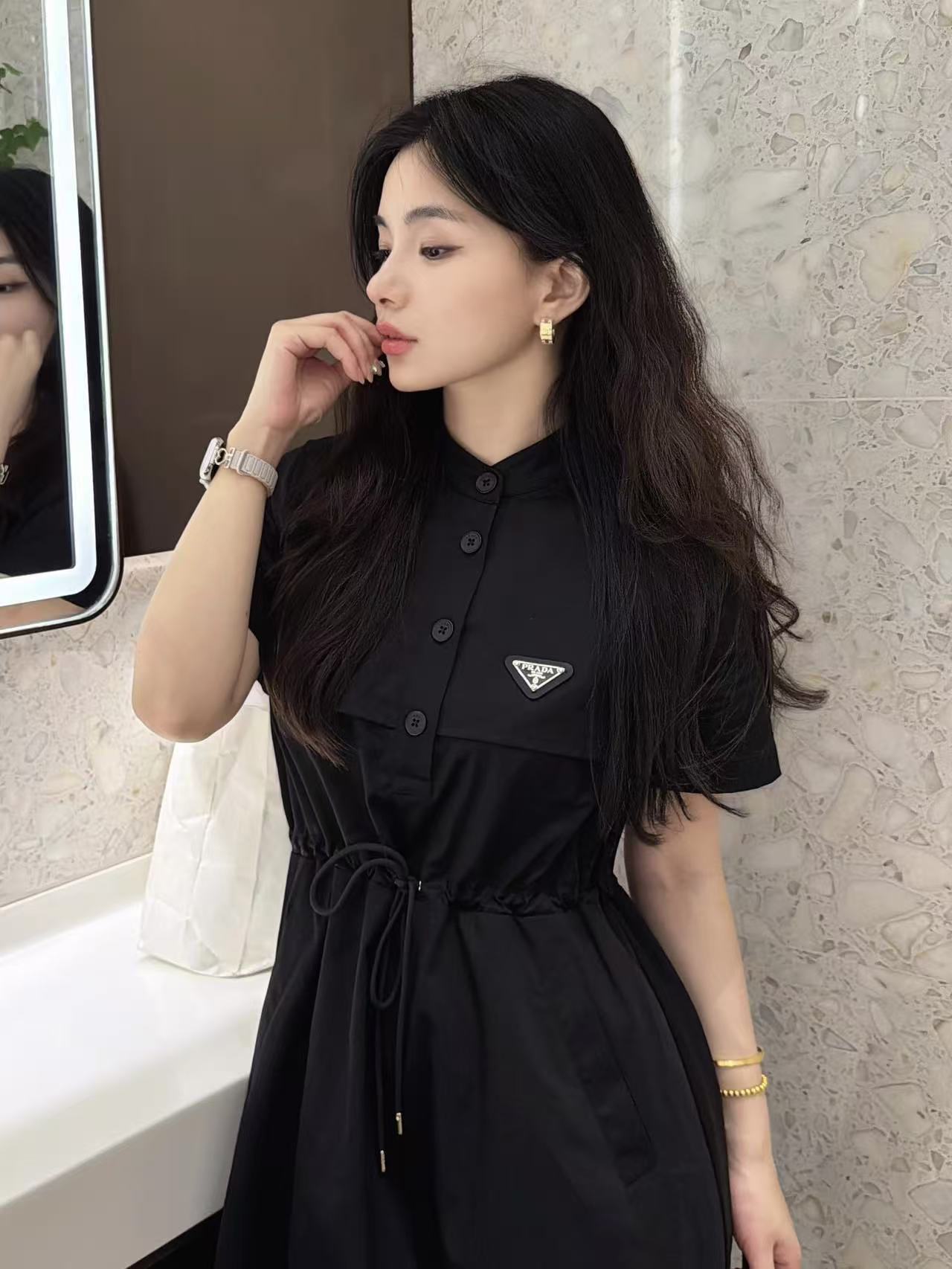 PR4DA 高品質 スタンドカラー 半袖ワンピース【50％割引+送料無料】