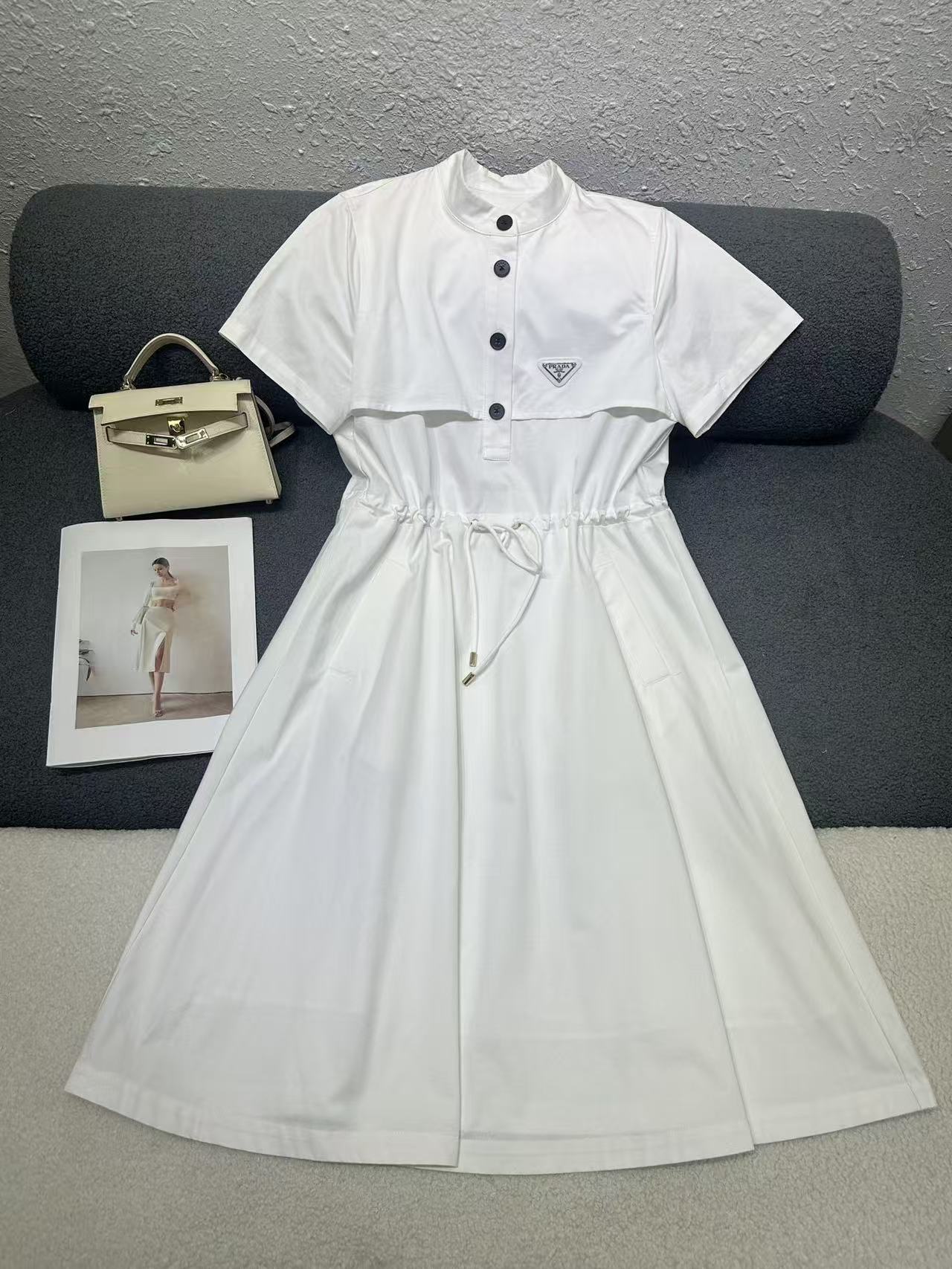 PR4DA 高品質 スタンドカラー 半袖ワンピース【50％割引+送料無料】