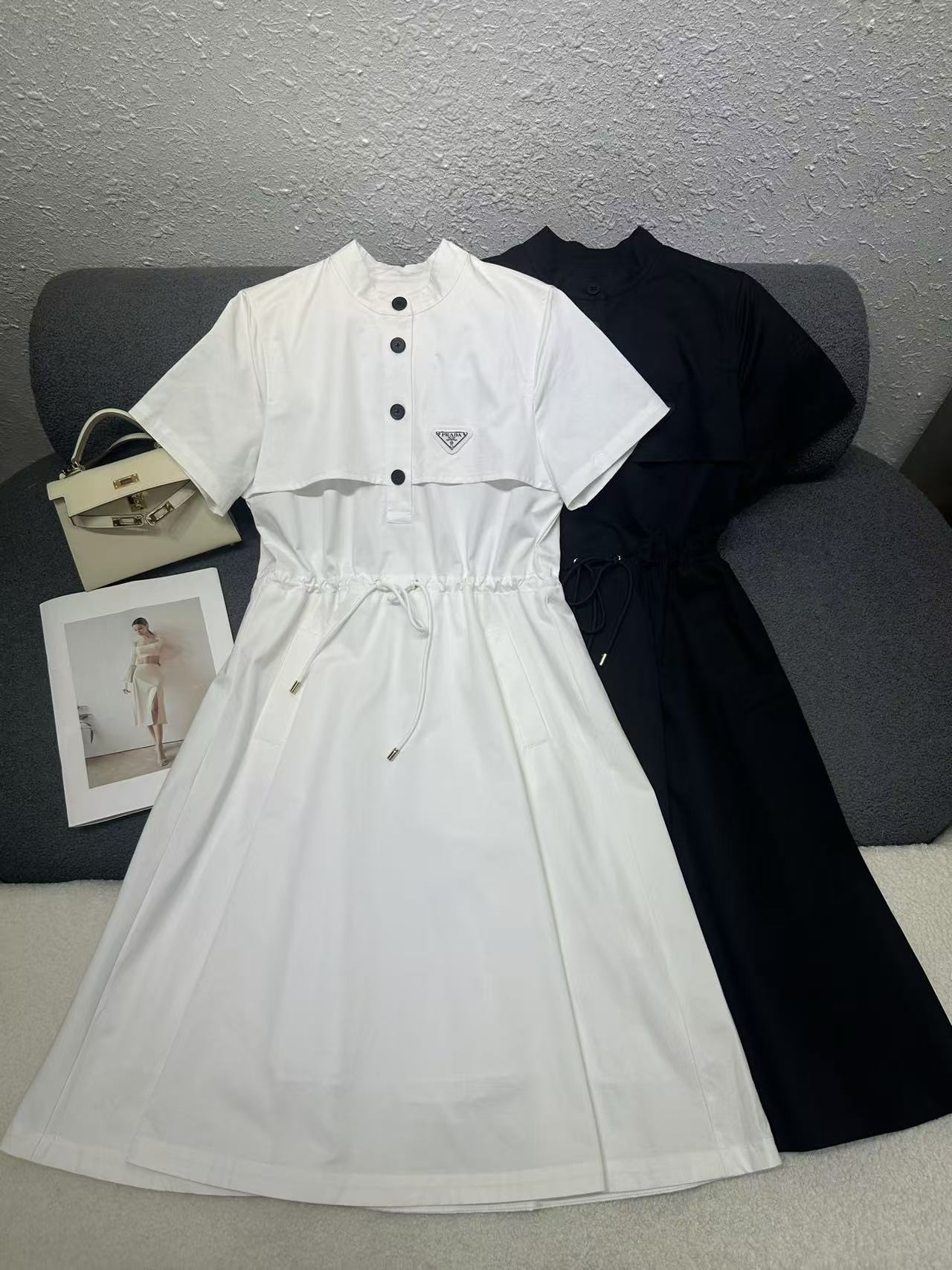 PR4DA 高品質 スタンドカラー 半袖ワンピース【50％割引+送料無料】