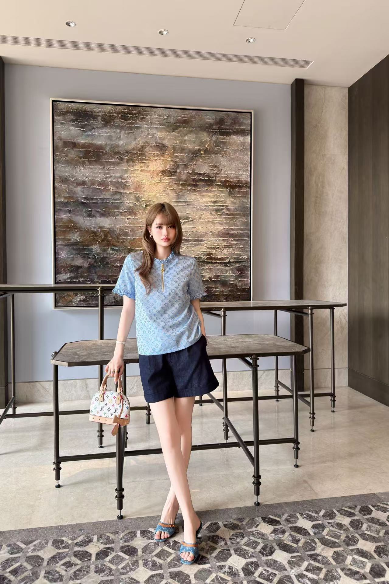 LV 高品質ハーフジップ・ジャカードトップス【50％割引+送料無料】