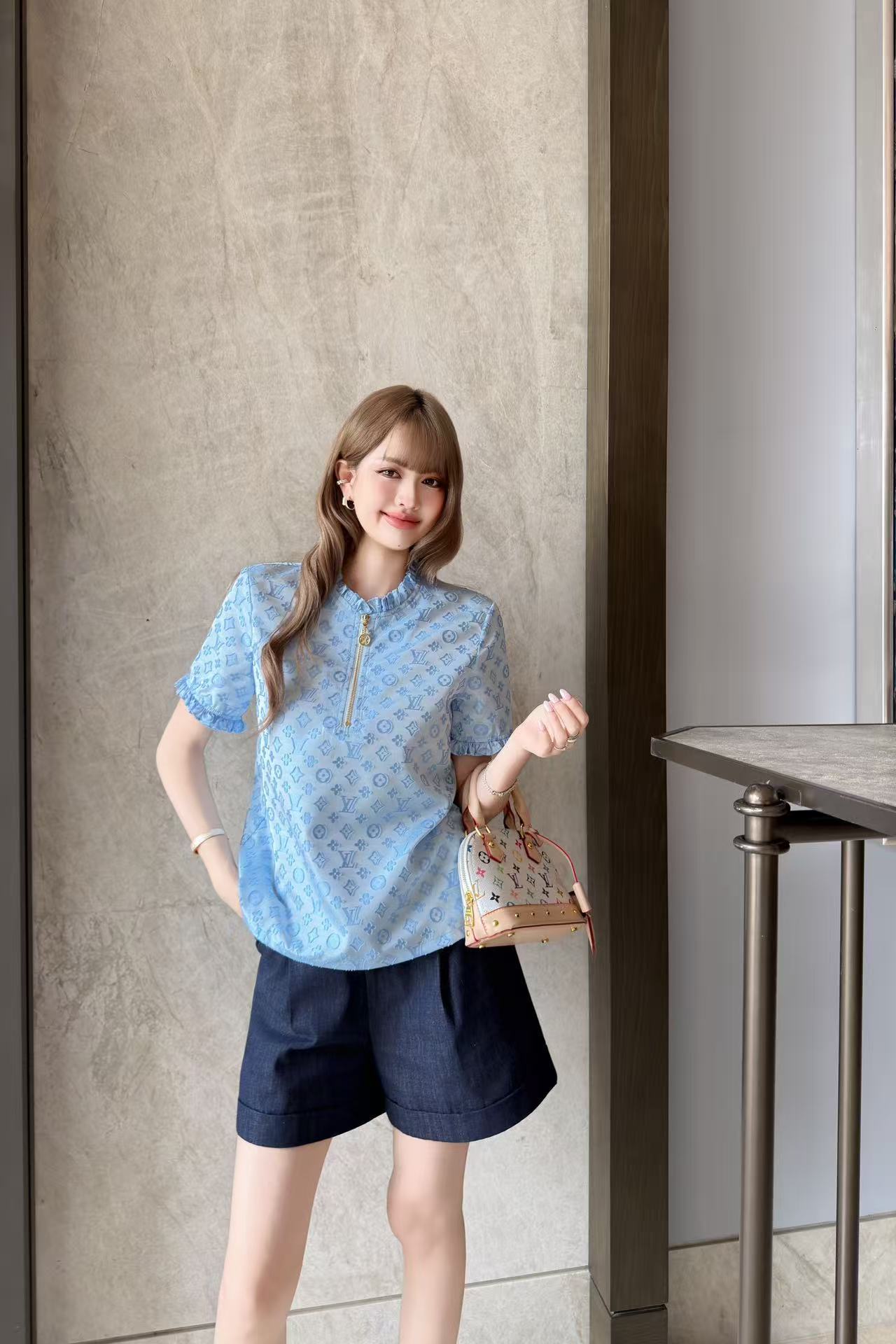 LV 高品質ハーフジップ・ジャカードトップス【50％割引+送料無料】