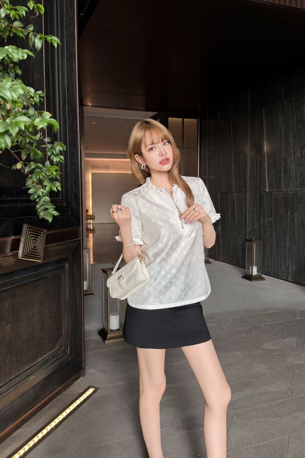 LV 高品質ハーフジップ・ジャカードトップス【50％割引+送料無料】