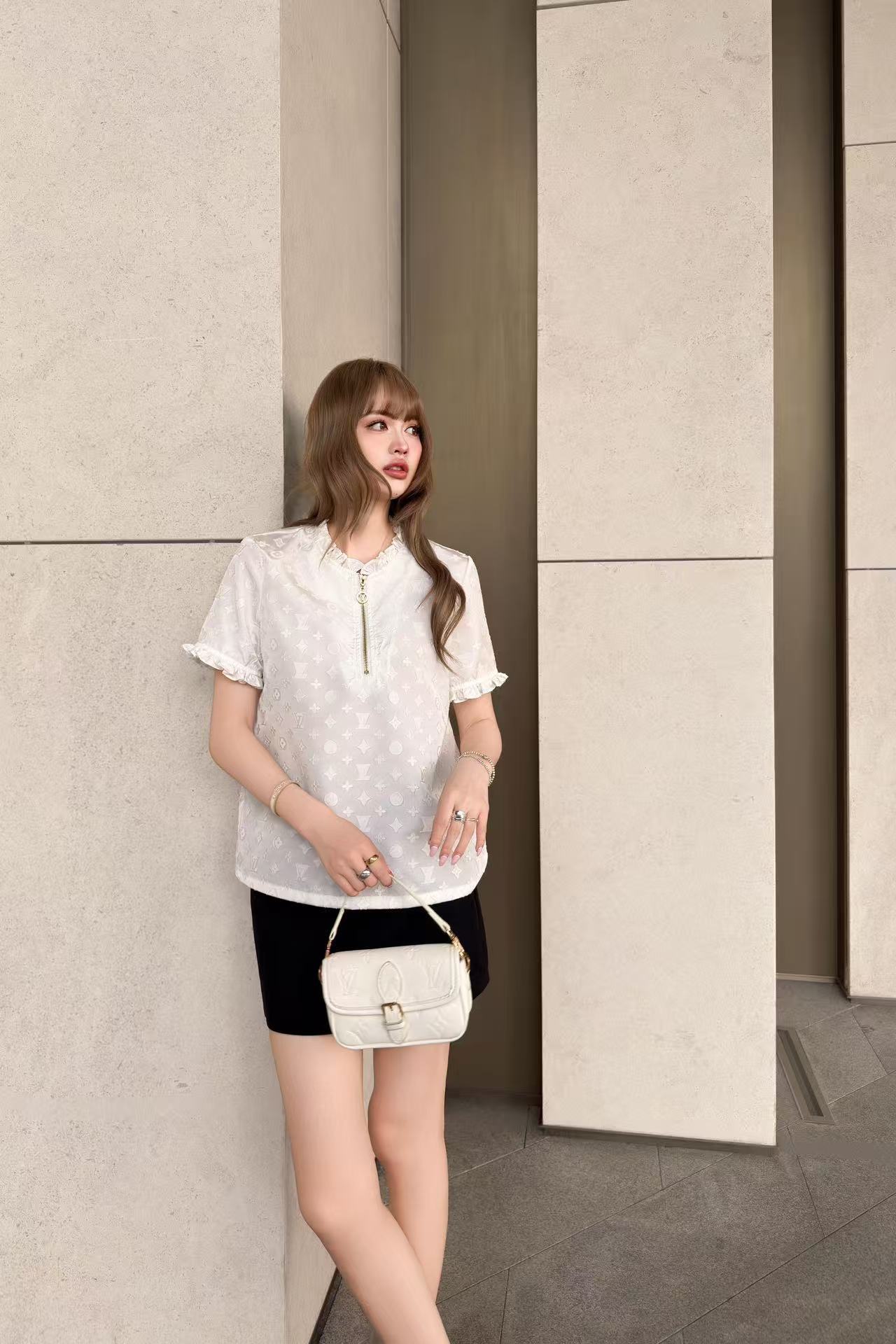 LV 高品質ハーフジップ・ジャカードトップス【50％割引+送料無料】