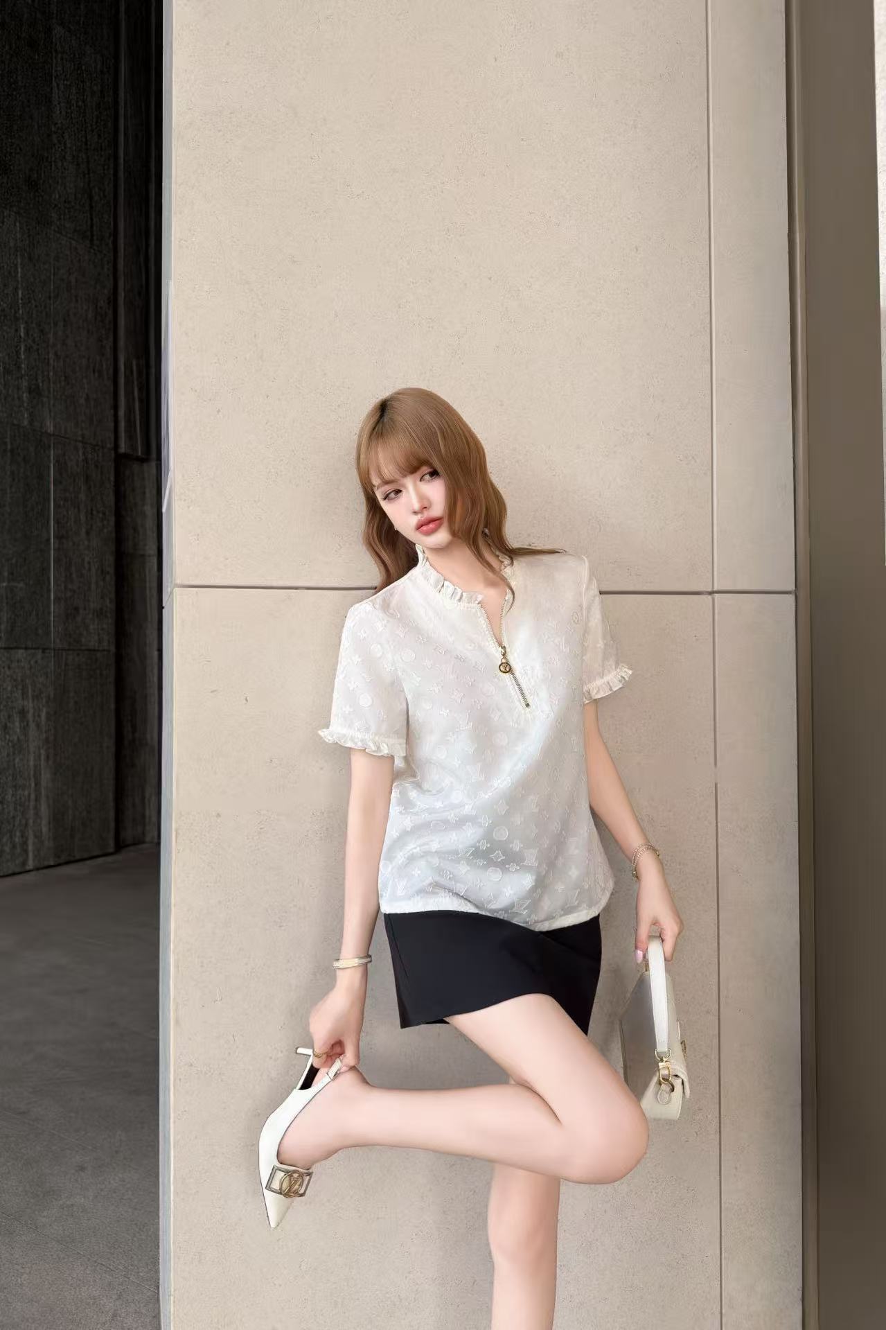 LV 高品質ハーフジップ・ジャカードトップス【50％割引+送料無料】