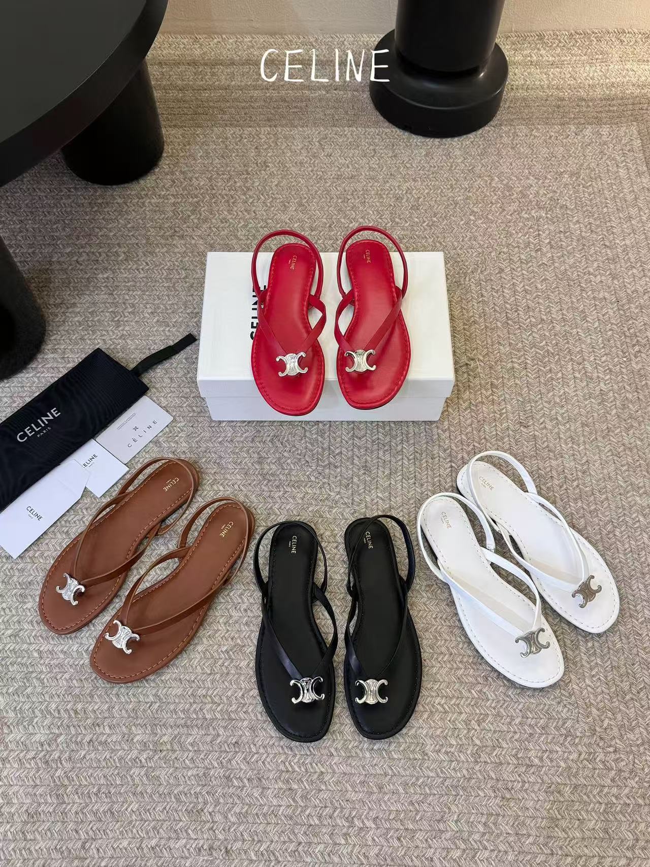 CEL1NE 高品質凱旋門ダイヤモンド装飾フラットサンダル【50％割引+送料無料】