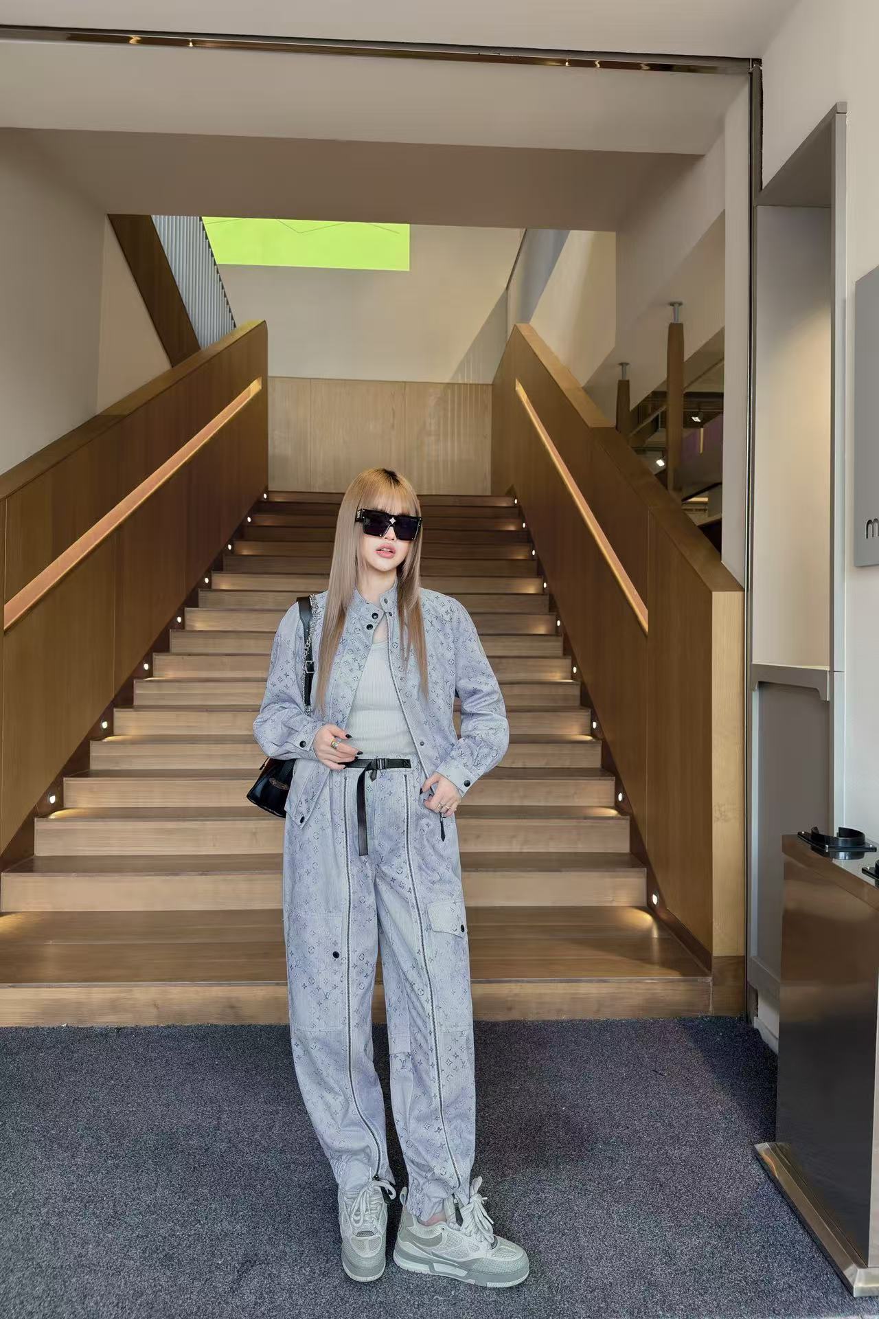 LVプリント スタンドカラー ジャケット＆トラウザーズ 2点セット【50％割引+送料無料】