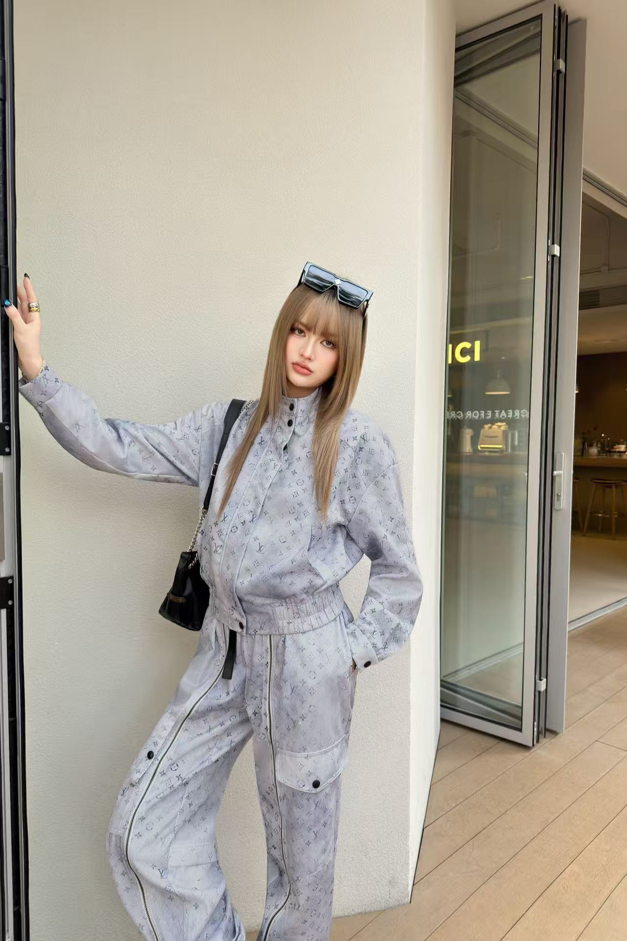 LVプリント スタンドカラー ジャケット＆トラウザーズ 2点セット【50％割引+送料無料】