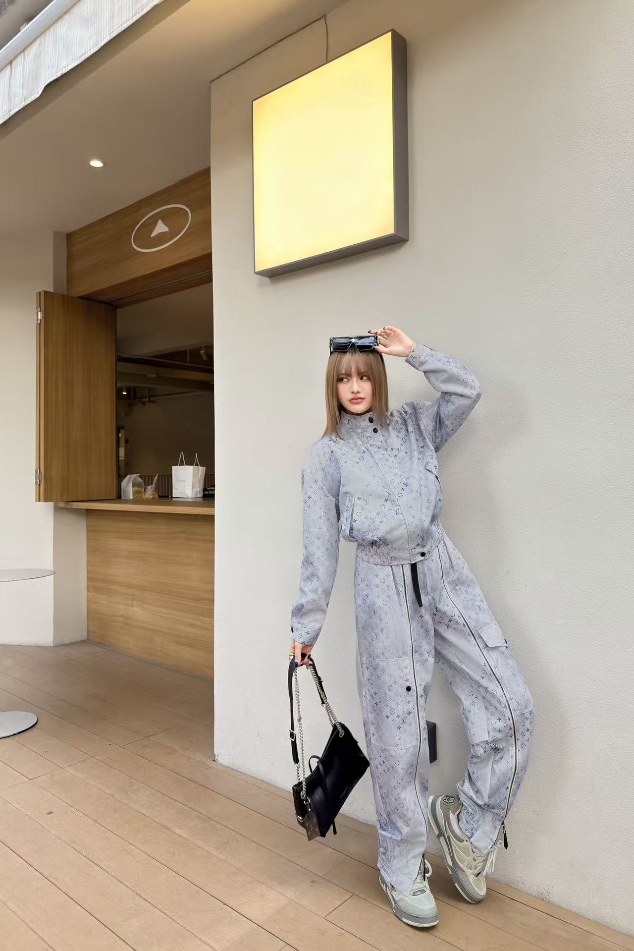 LVプリント スタンドカラー ジャケット＆トラウザーズ 2点セット【50％割引+送料無料】