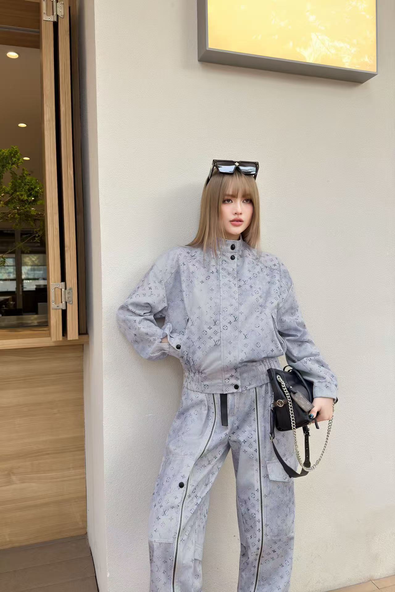 LVプリント スタンドカラー ジャケット＆トラウザーズ 2点セット【50％割引+送料無料】