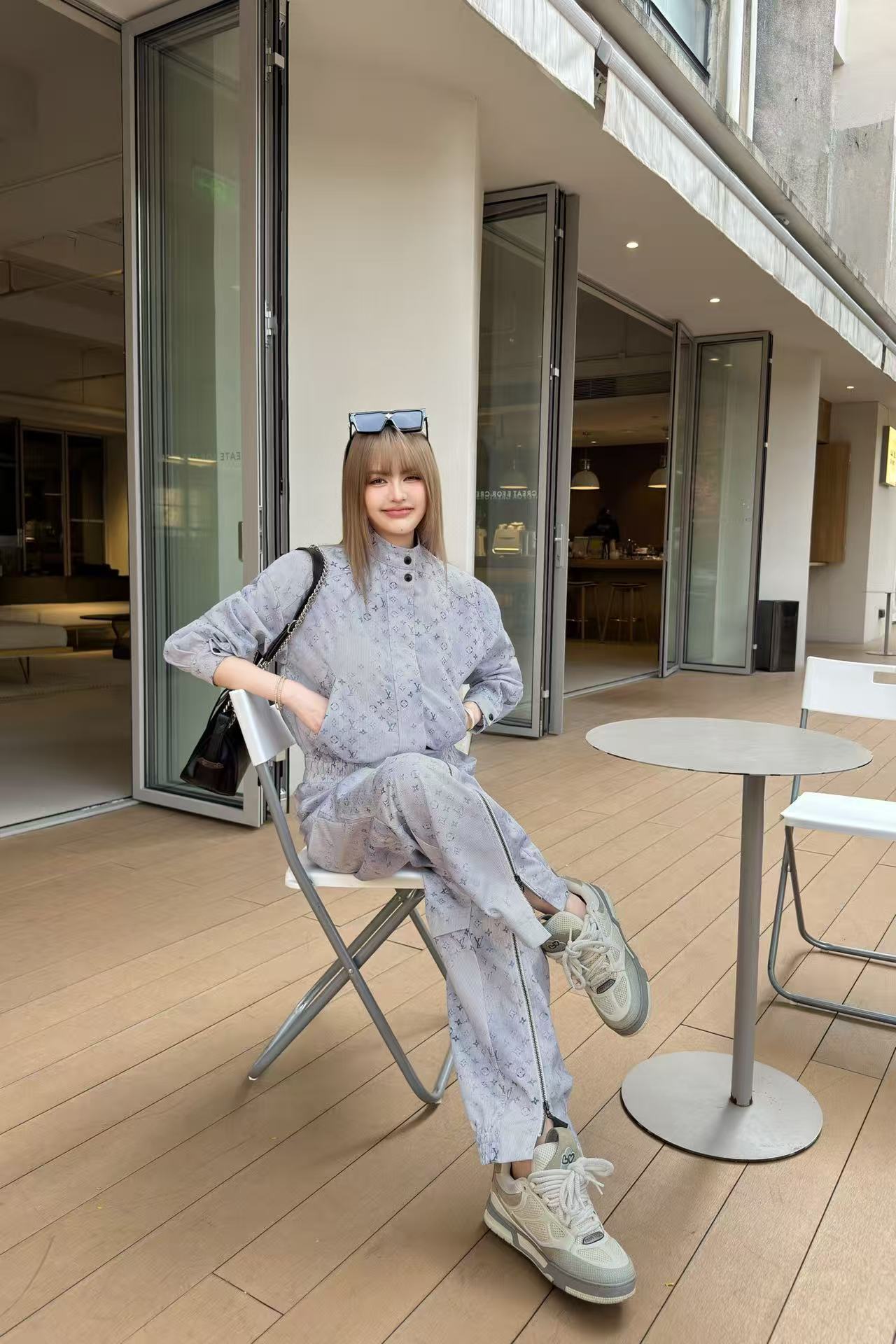 LVプリント スタンドカラー ジャケット＆トラウザーズ 2点セット【50％割引+送料無料】