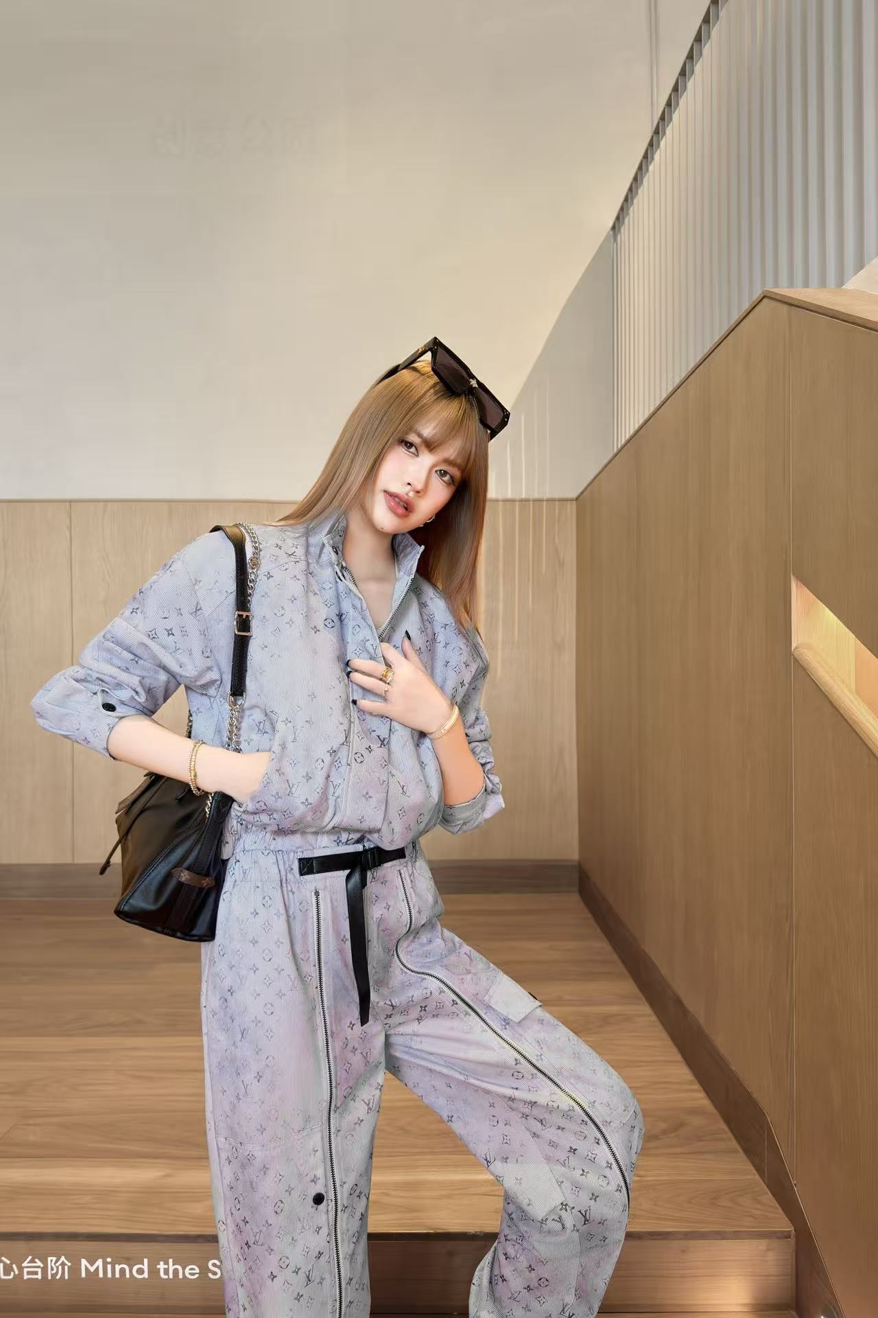 LVプリント スタンドカラー ジャケット＆トラウザーズ 2点セット【50％割引+送料無料】