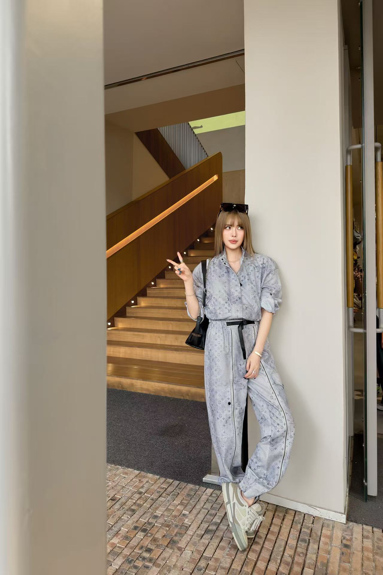 LVプリント スタンドカラー ジャケット＆トラウザーズ 2点セット【50％割引+送料無料】