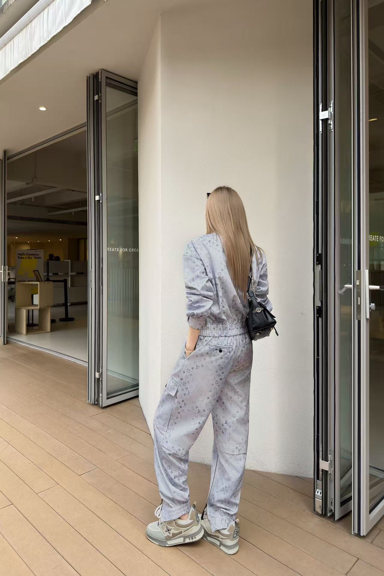 LVプリント スタンドカラー ジャケット＆トラウザーズ 2点セット【50％割引+送料無料】