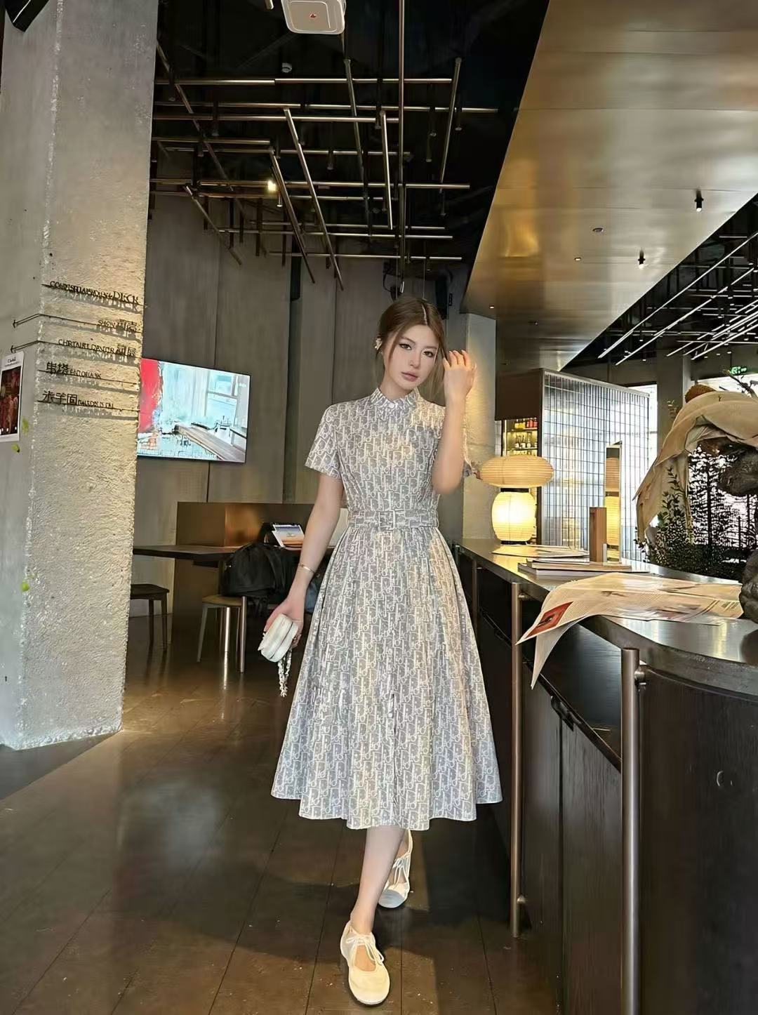 DIOR ジャカード 半袖ドレス【50％割引+送料無料】