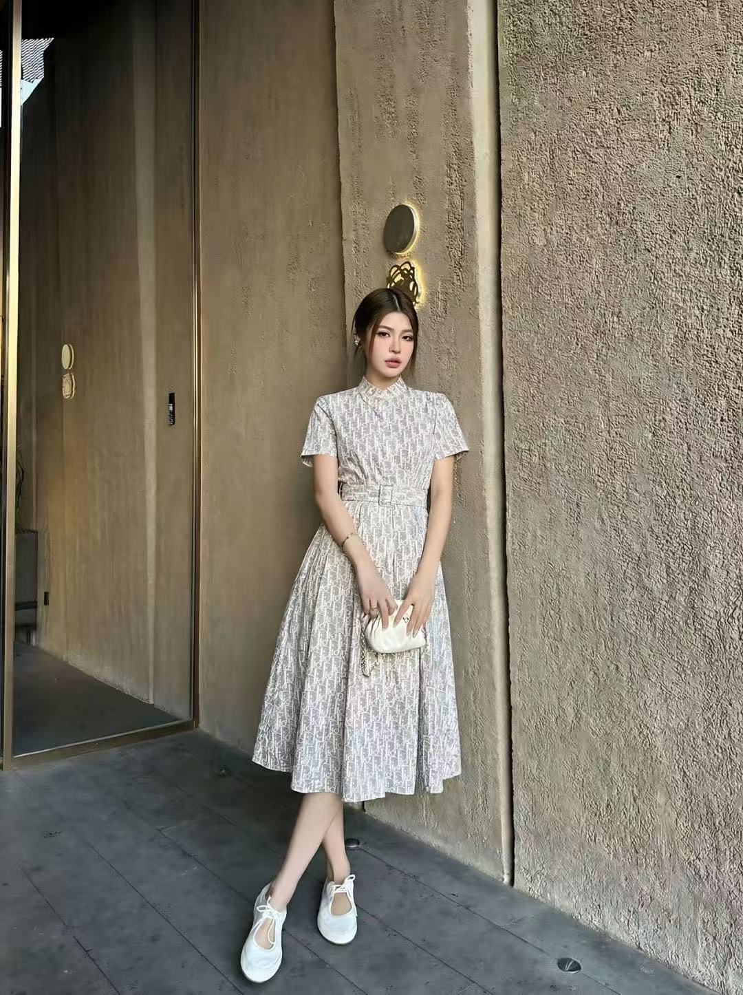 DIOR ジャカード 半袖ドレス【50％割引+送料無料】