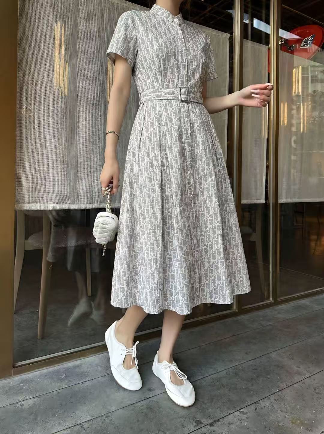 DIOR ジャカード 半袖ドレス【50％割引+送料無料】