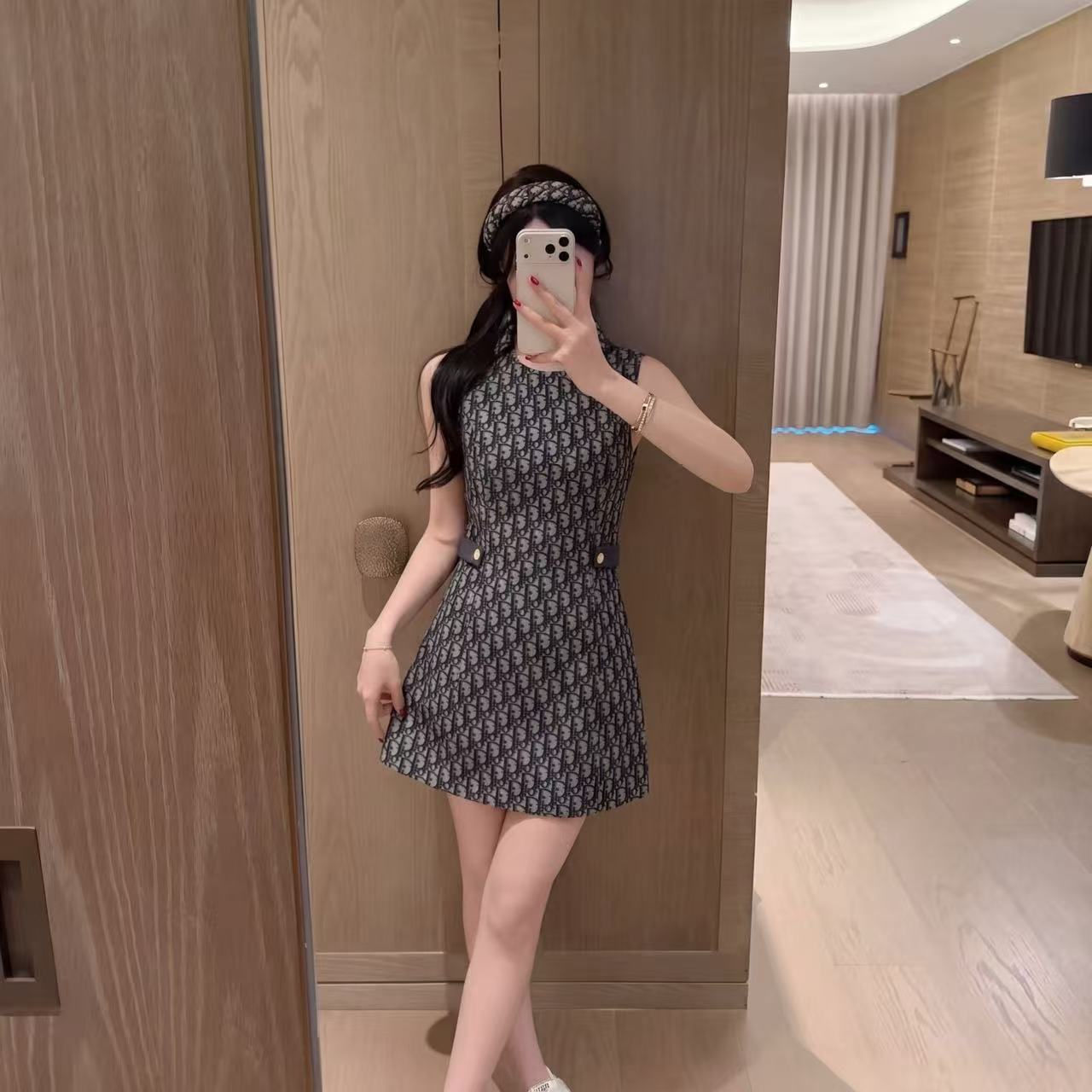 DIOR ジャカード ノースリーブドレス【50％割引+送料無料】