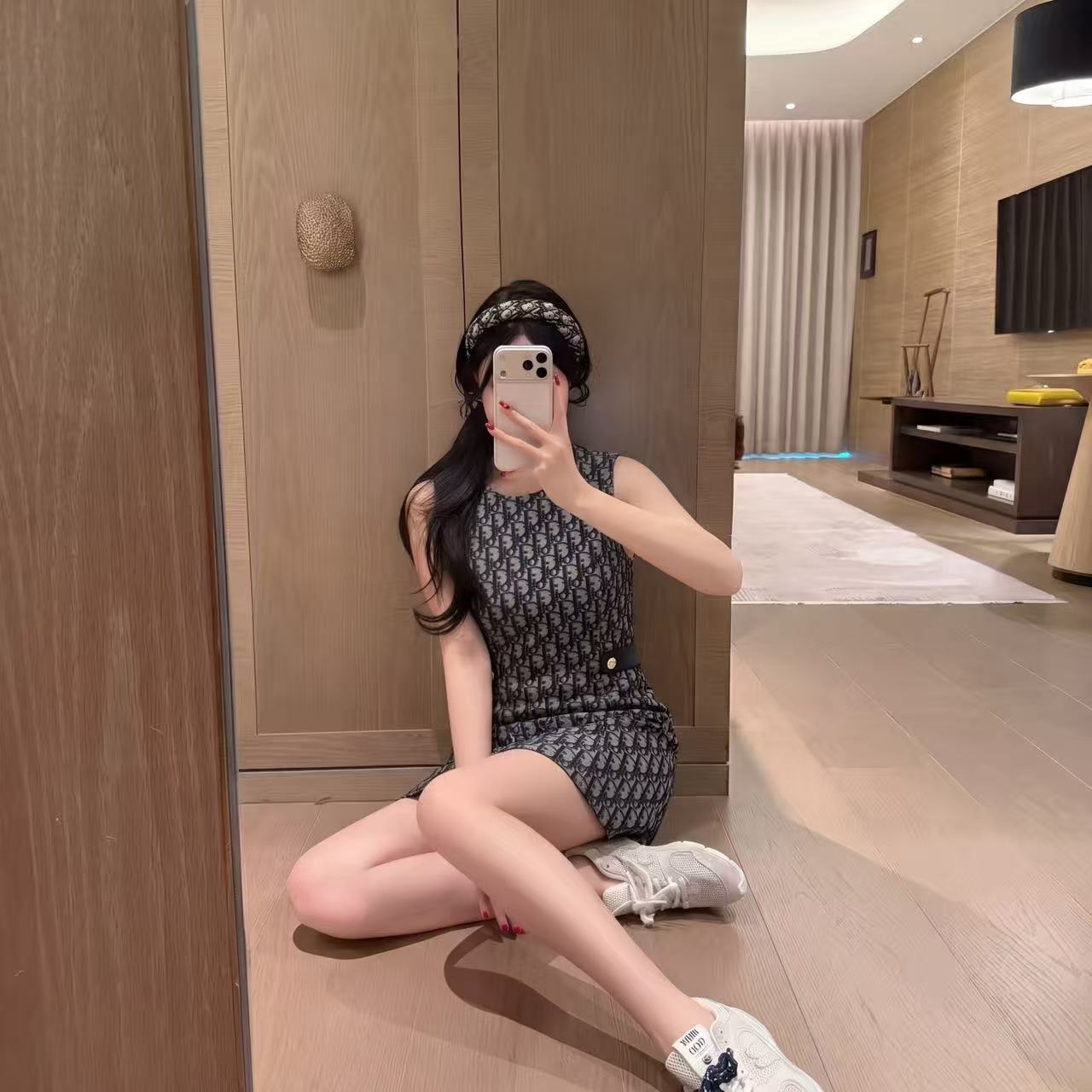 DIOR ジャカード ノースリーブドレス【50％割引+送料無料】