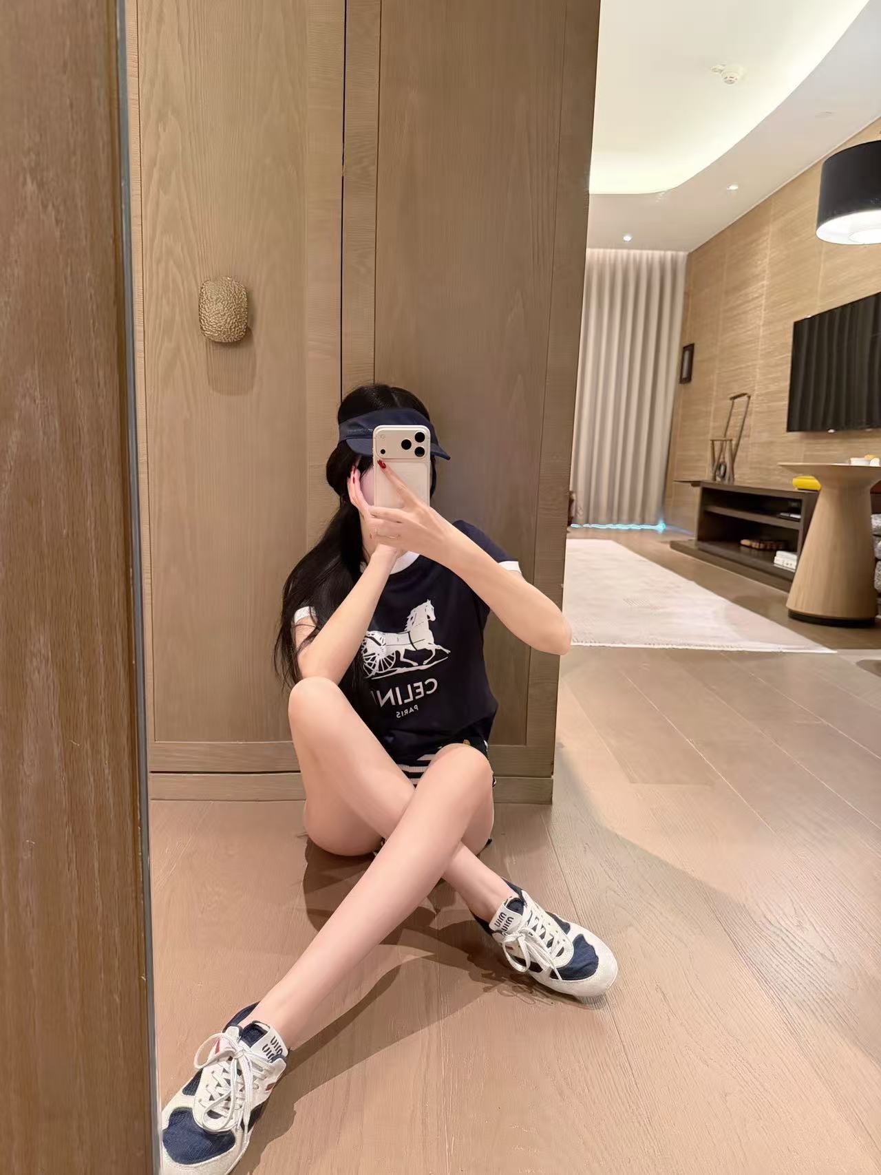 CEL1NE レターTシャツ＋ショートパンツ ツーピースセット【50％割引+送料無料】