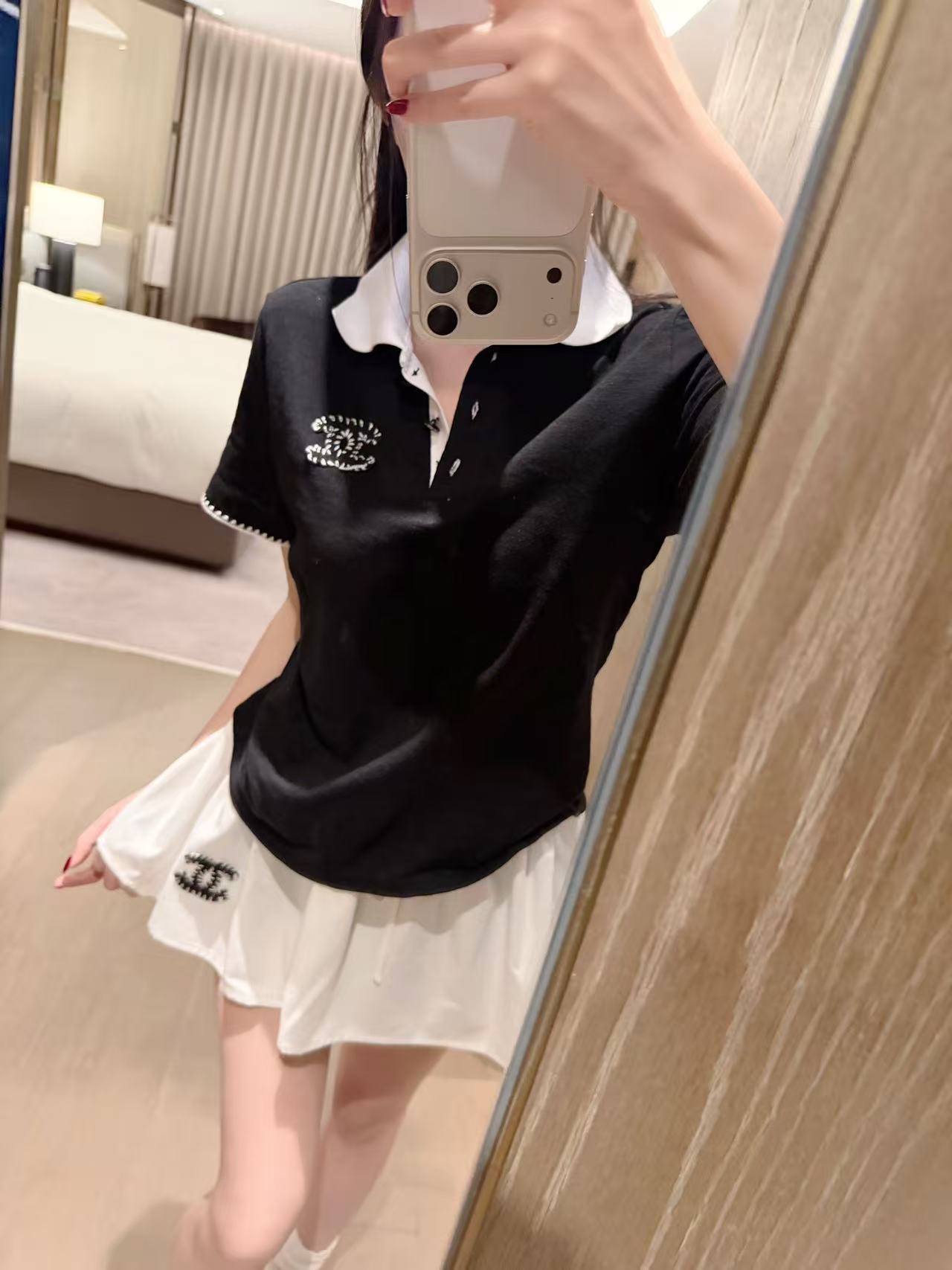 CHANE1 ダブルCシャツ＋ショーツ ツーピースセット【50％割引+送料無料】