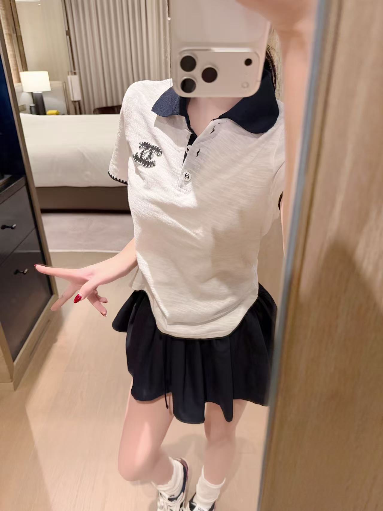 CHANE1 ダブルCシャツ＋ショーツ ツーピースセット【50％割引+送料無料】