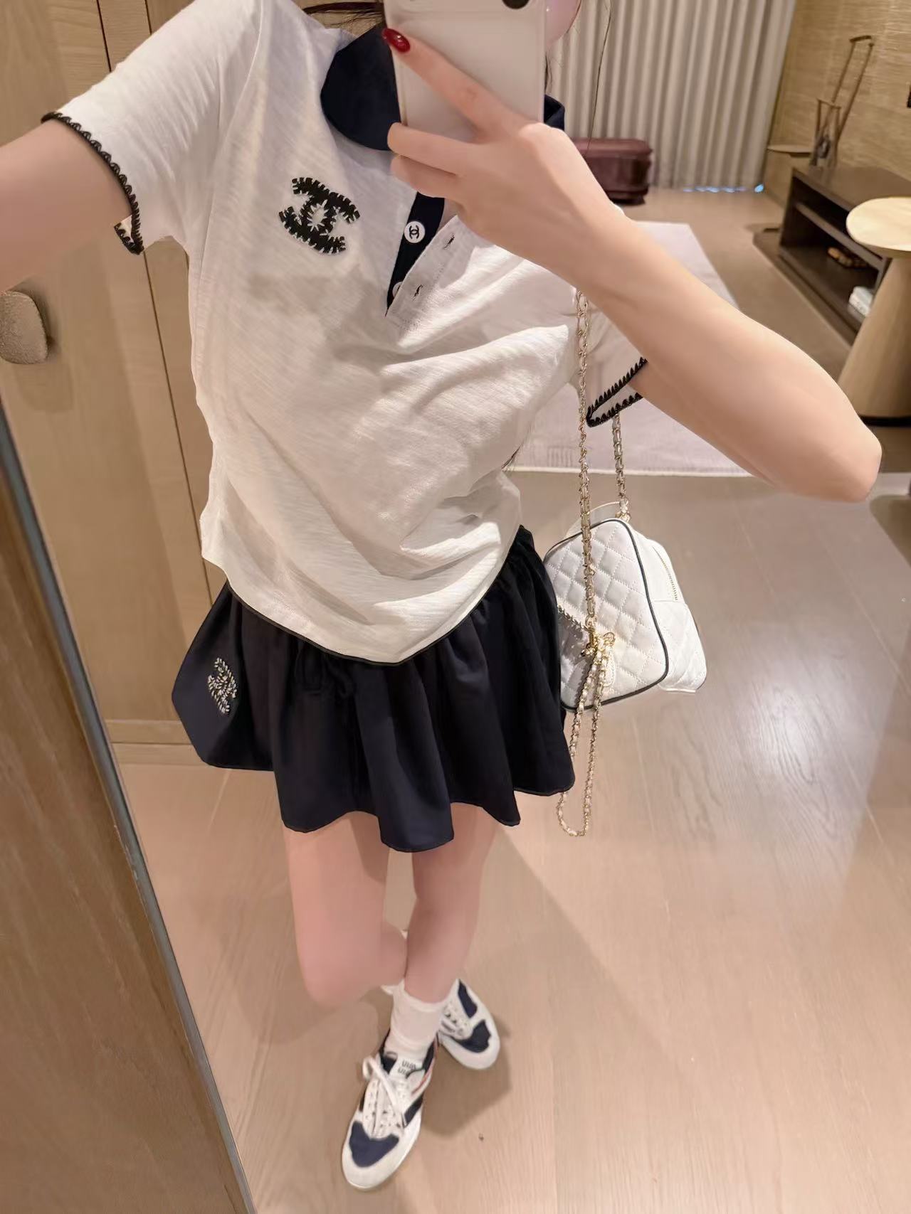 CHANE1 ダブルCシャツ＋ショーツ ツーピースセット【50％割引+送料無料】